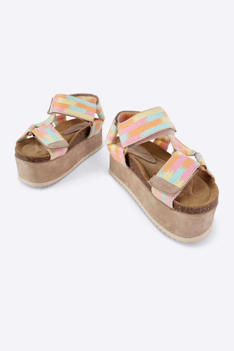 Intentionally Blank - Zona Platform Sandal - TAUPE TEXTILE SUEDE COMBO