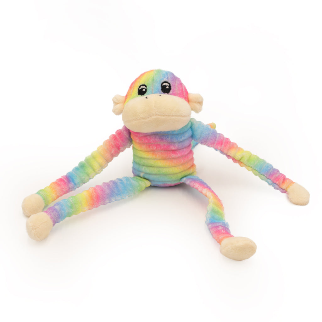Zippy Paws - Spencer the Crinkle Monkey 2-Pack - Small Rainbow and Blue -