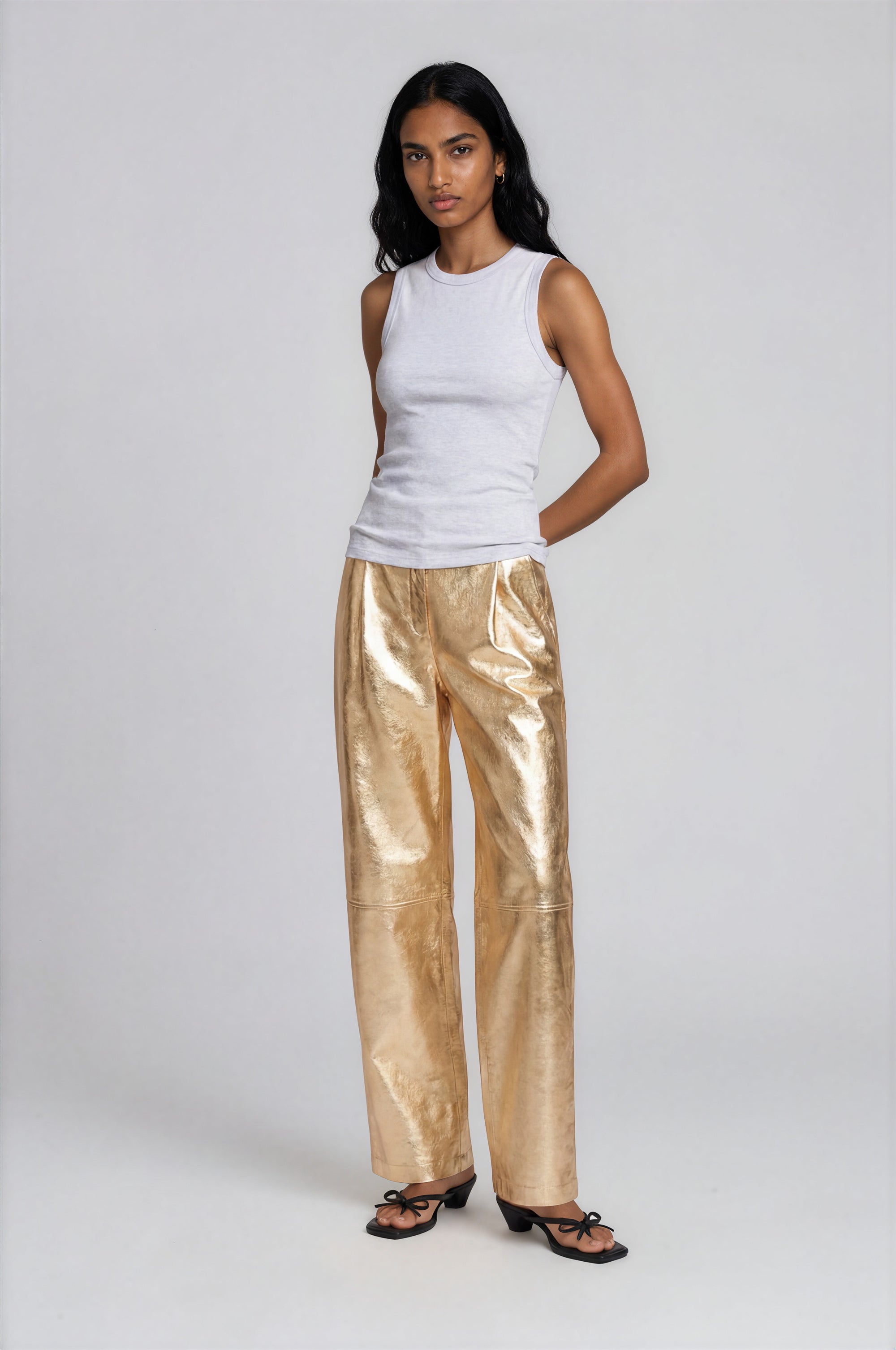 & Other Stories - Alexa Leather Trousers - Gold -