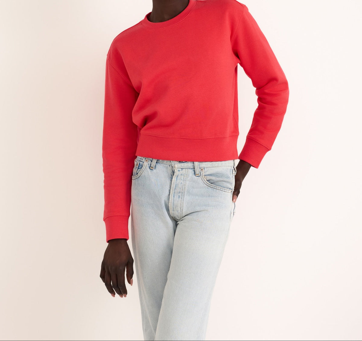 Organic Basics - Weekend Crop Crewneck - Strawberry -