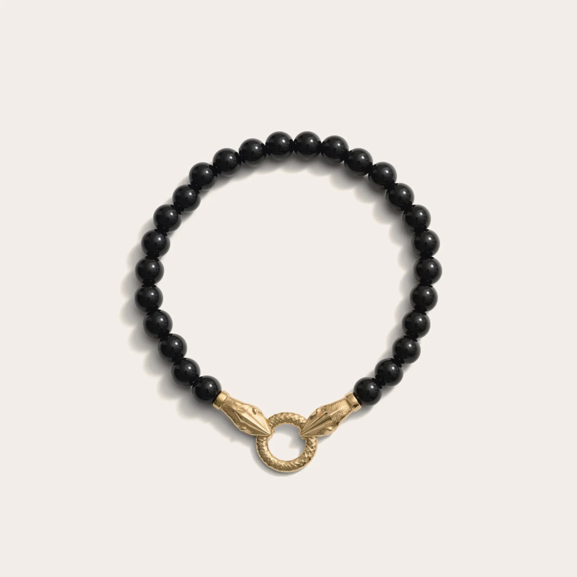 Awe Inspired - Snake Beaded Bracelet - 14K Yellow Gold Vermeil Black Onyx