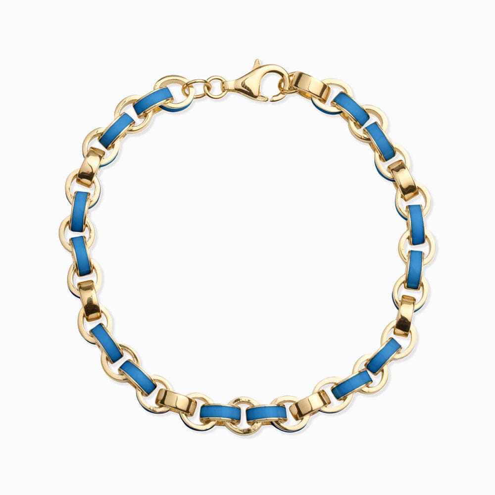 Awe Inspired - Chunky Enamel Bracelet - 14K Yellow Gold Vermeil Blue