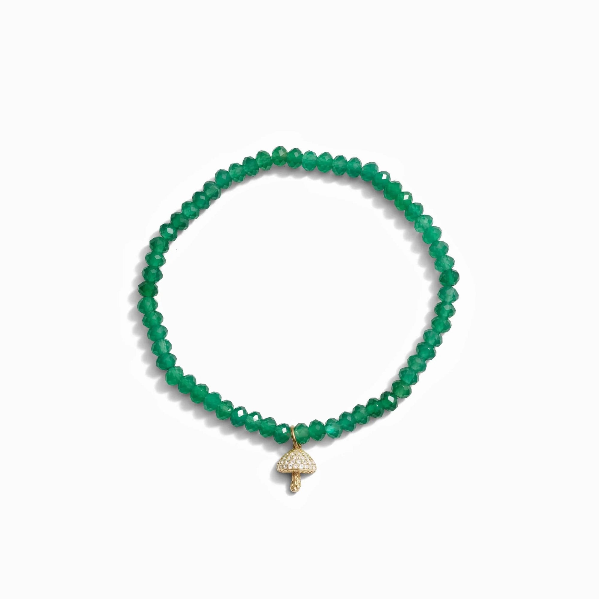 Awe Inspired - Mushroom Green Onyx Beaded Bracelet - 14K Yellow Gold Vermeil