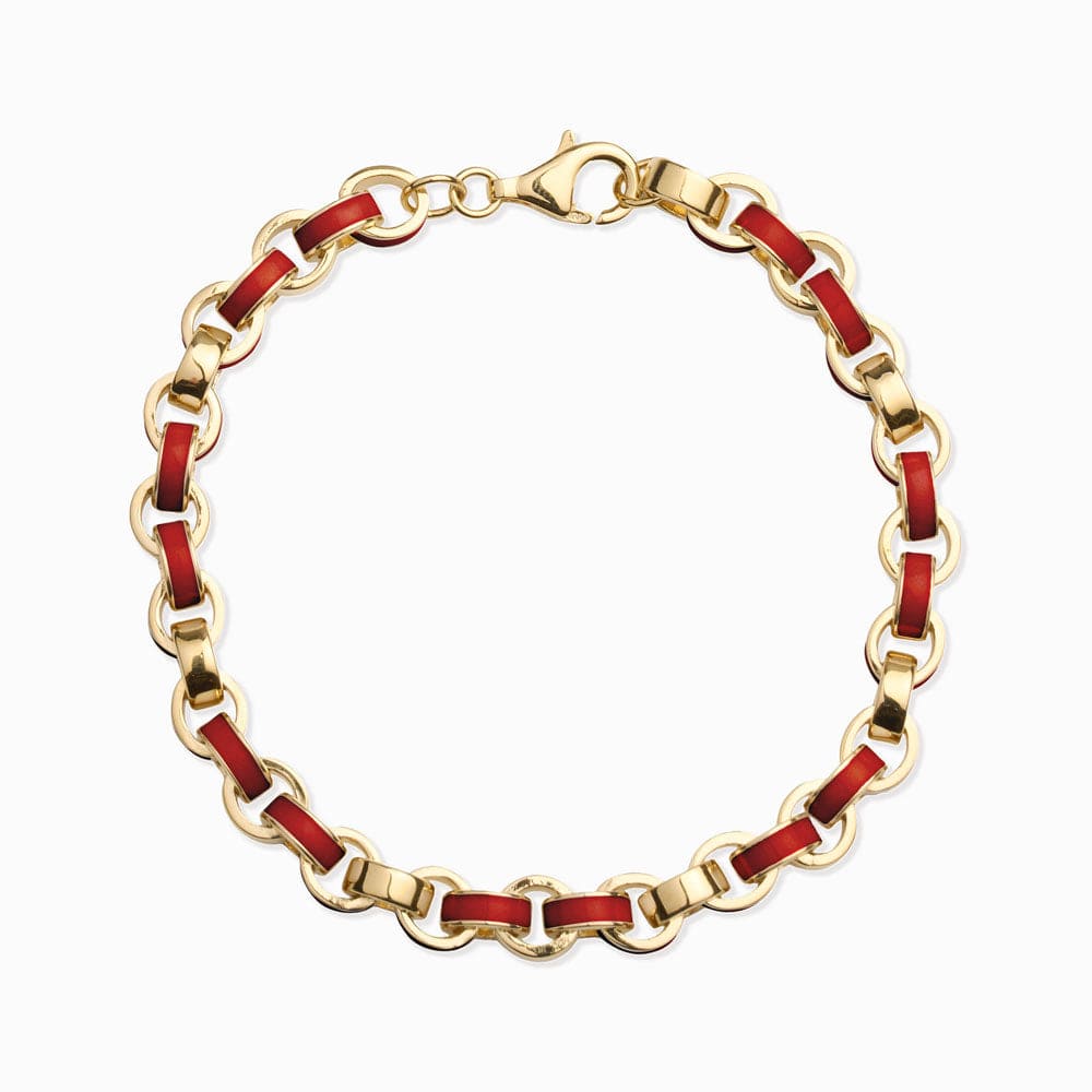Awe Inspired - Chunky Enamel Bracelet - 14K Yellow Gold Vermeil Ruby