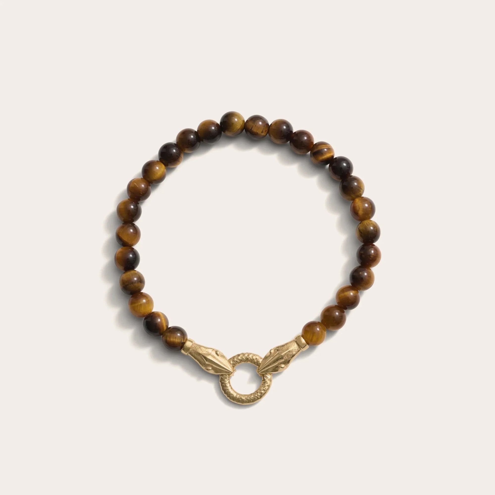 Awe Inspired - Snake Beaded Bracelet - 14K Yellow Gold Vermeil Tiger's Eye