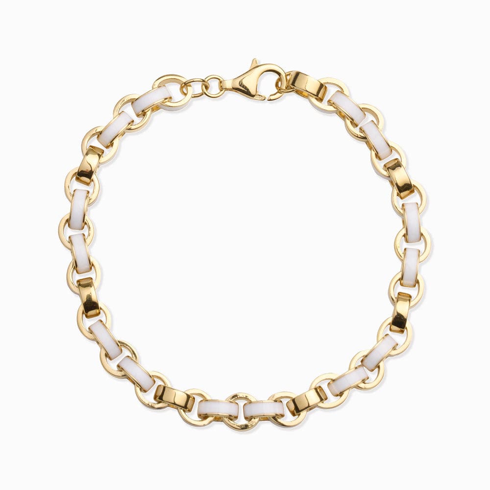Awe Inspired - Chunky Enamel Bracelet - 14K Yellow Gold Vermeil White