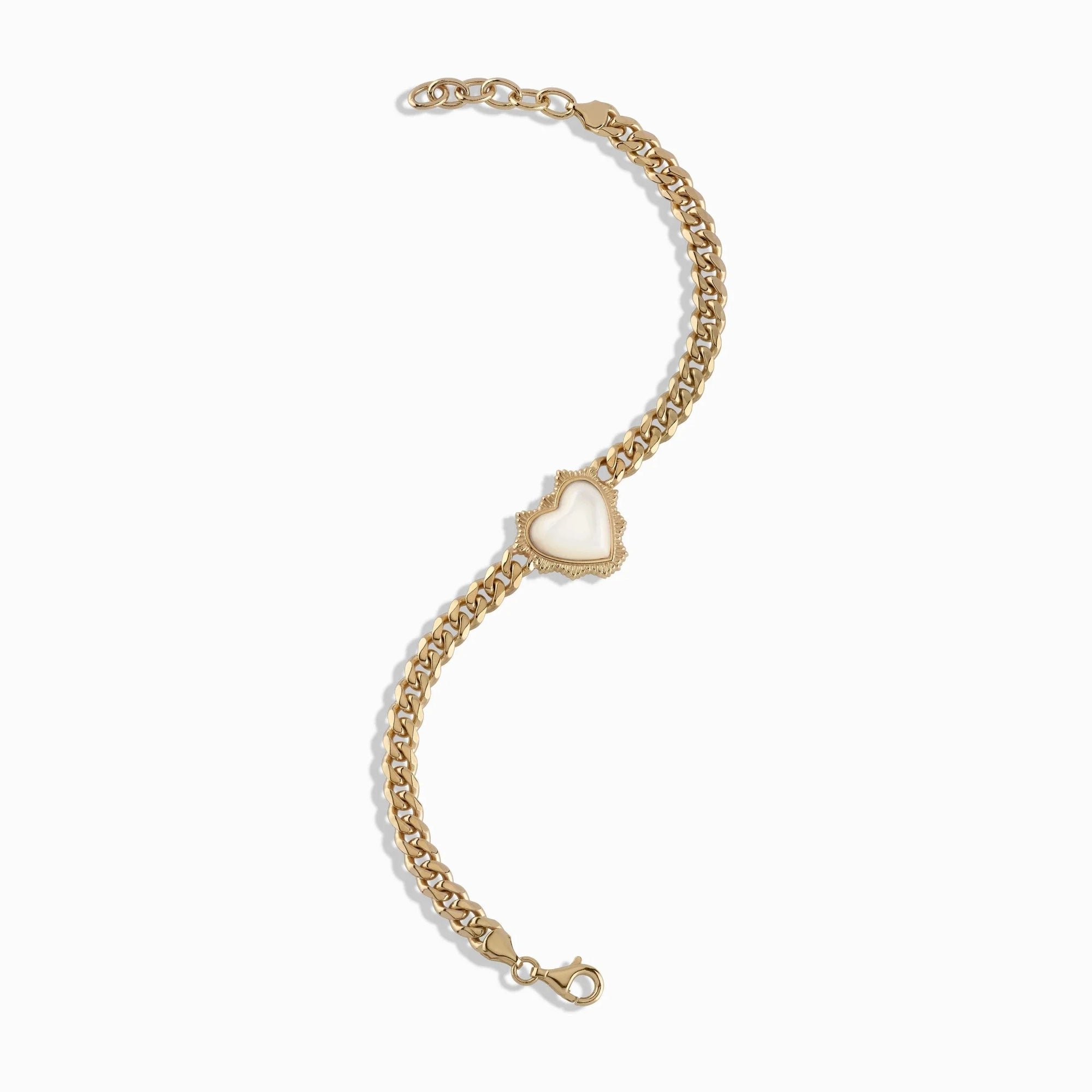 Awe Inspired - Mother of Pearl Heart Cuban Bracelet -