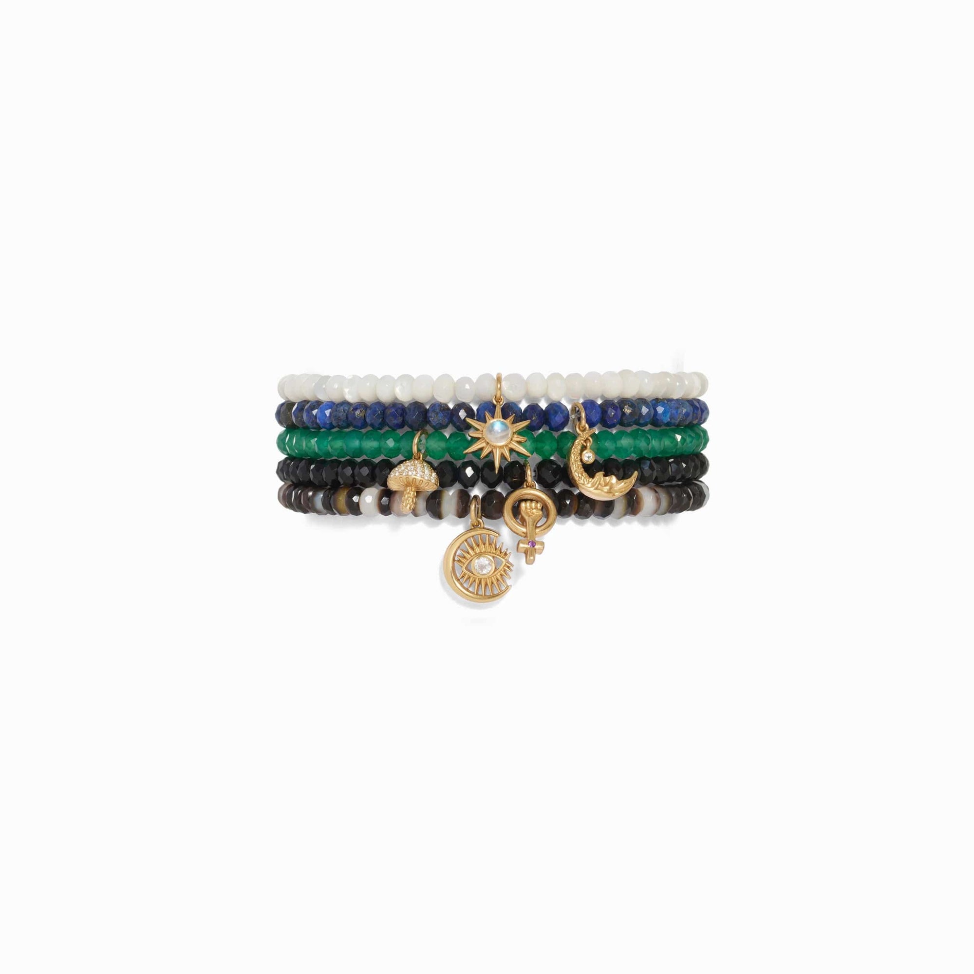 Awe Inspired - Mushroom Green Onyx Beaded Bracelet -