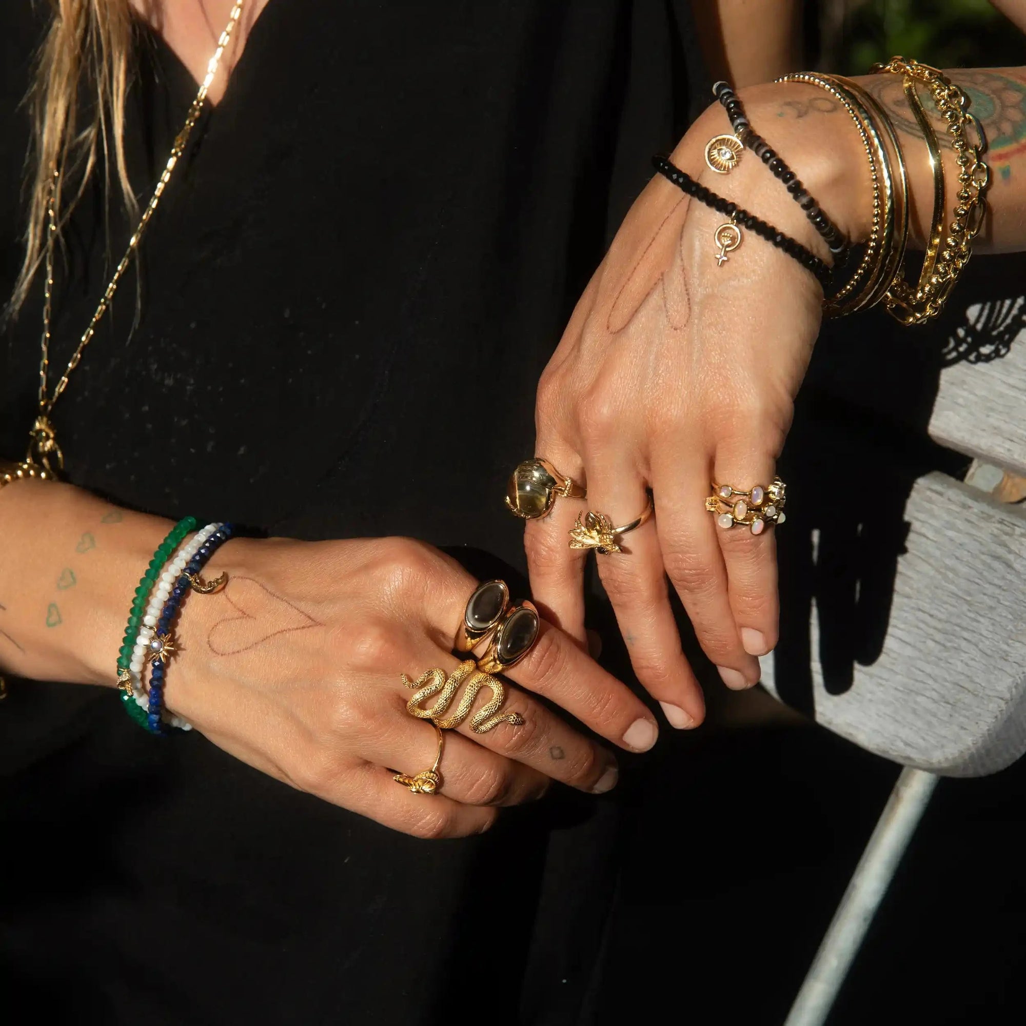 Awe Inspired - Mushroom Green Onyx Beaded Bracelet -