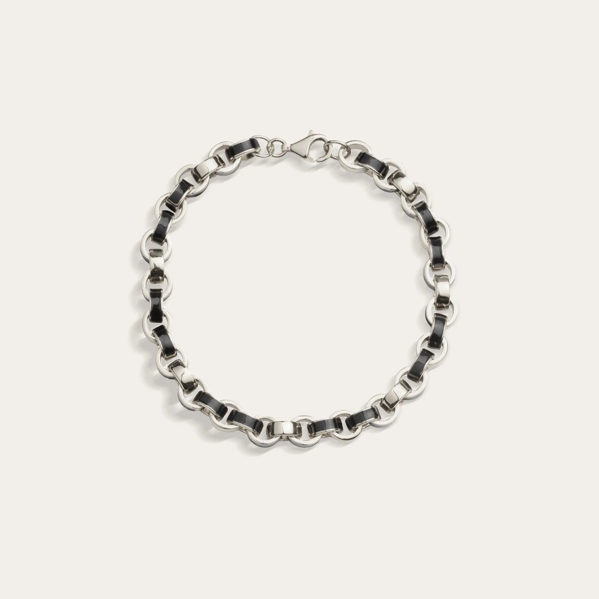 Awe Inspired - Chunky Enamel Bracelet - 925 Sterling Silver Black