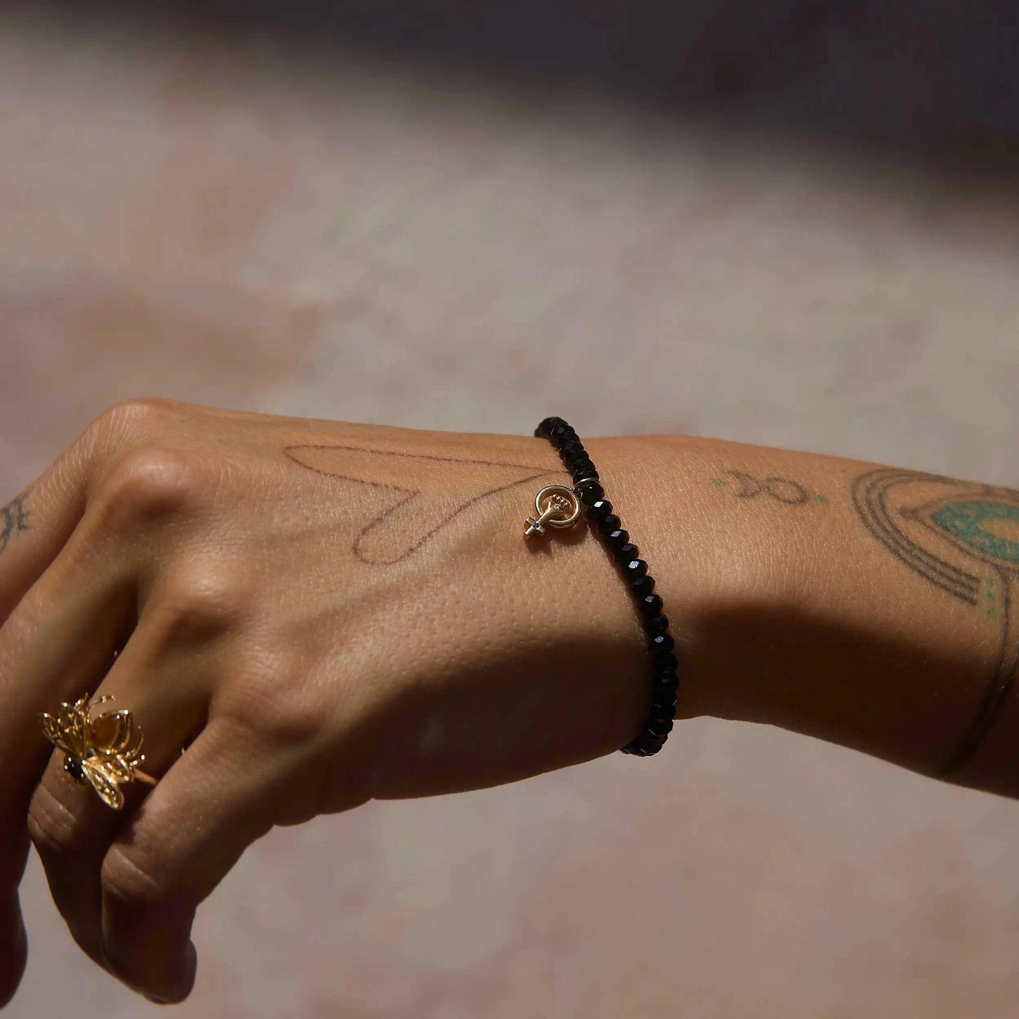 Awe Inspired - Woman Power Onyx Beaded Bracelet -