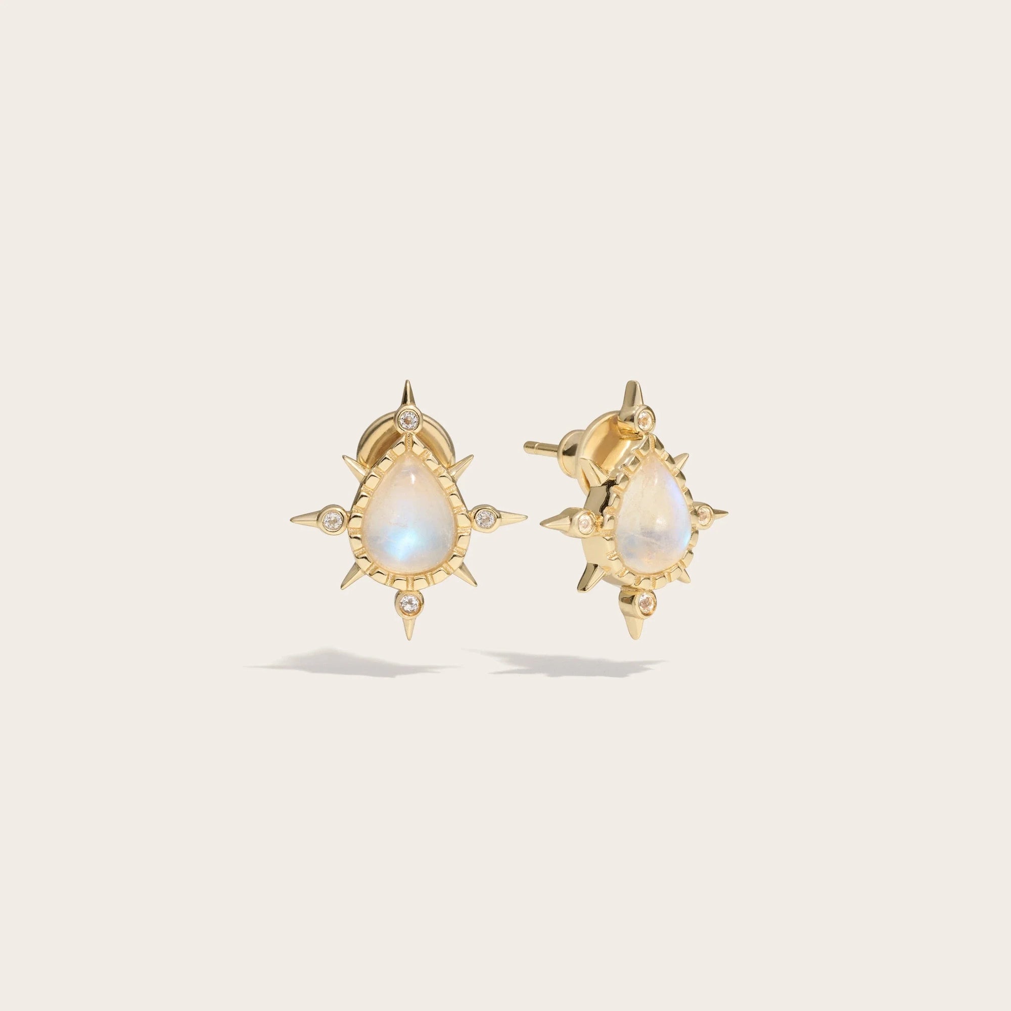 Awe Inspired - Compass Pear Studs - 14K Yellow Gold Vermeil