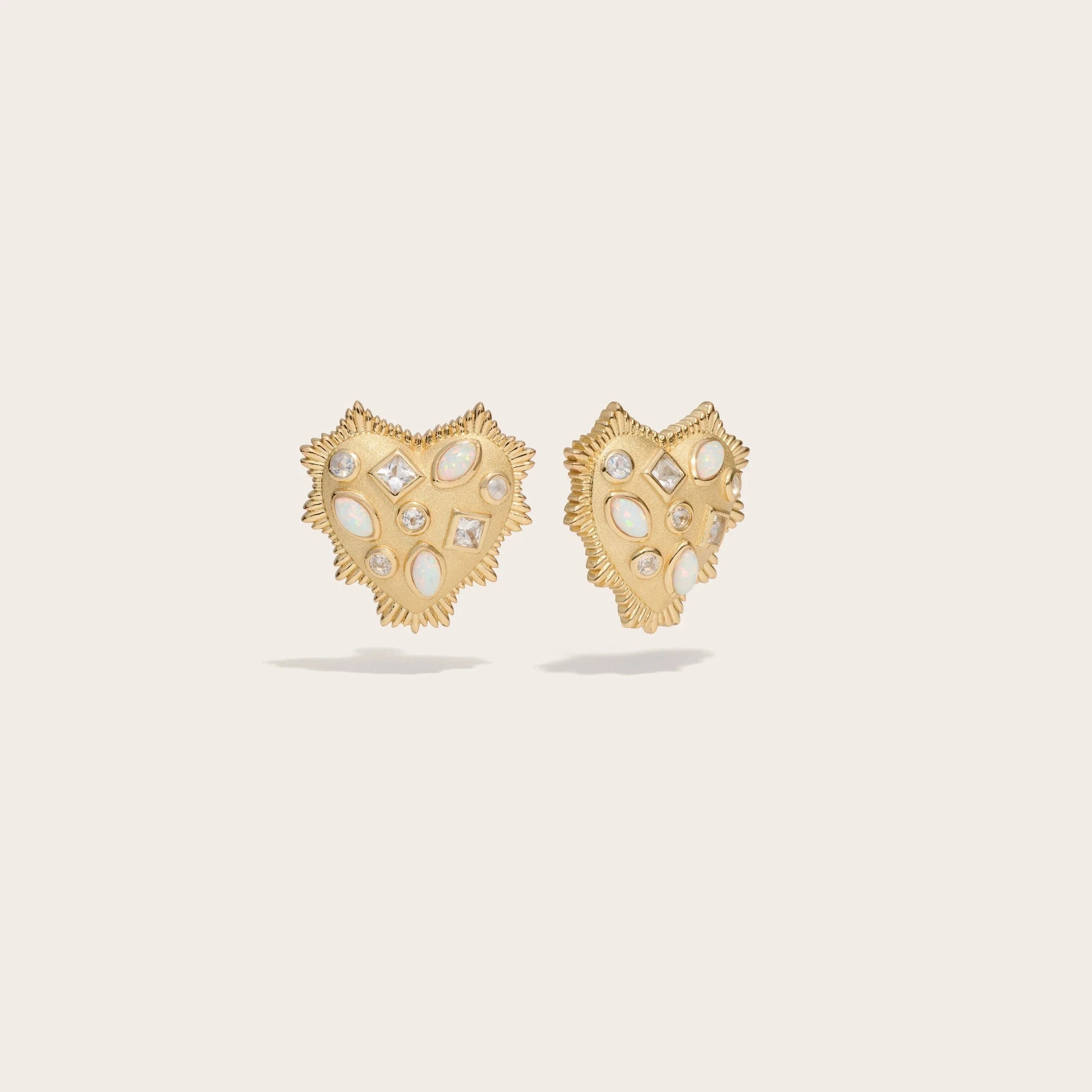 Awe Inspired - Gemstone Radiant Heart Studs - 14K Yellow Gold Vermeil