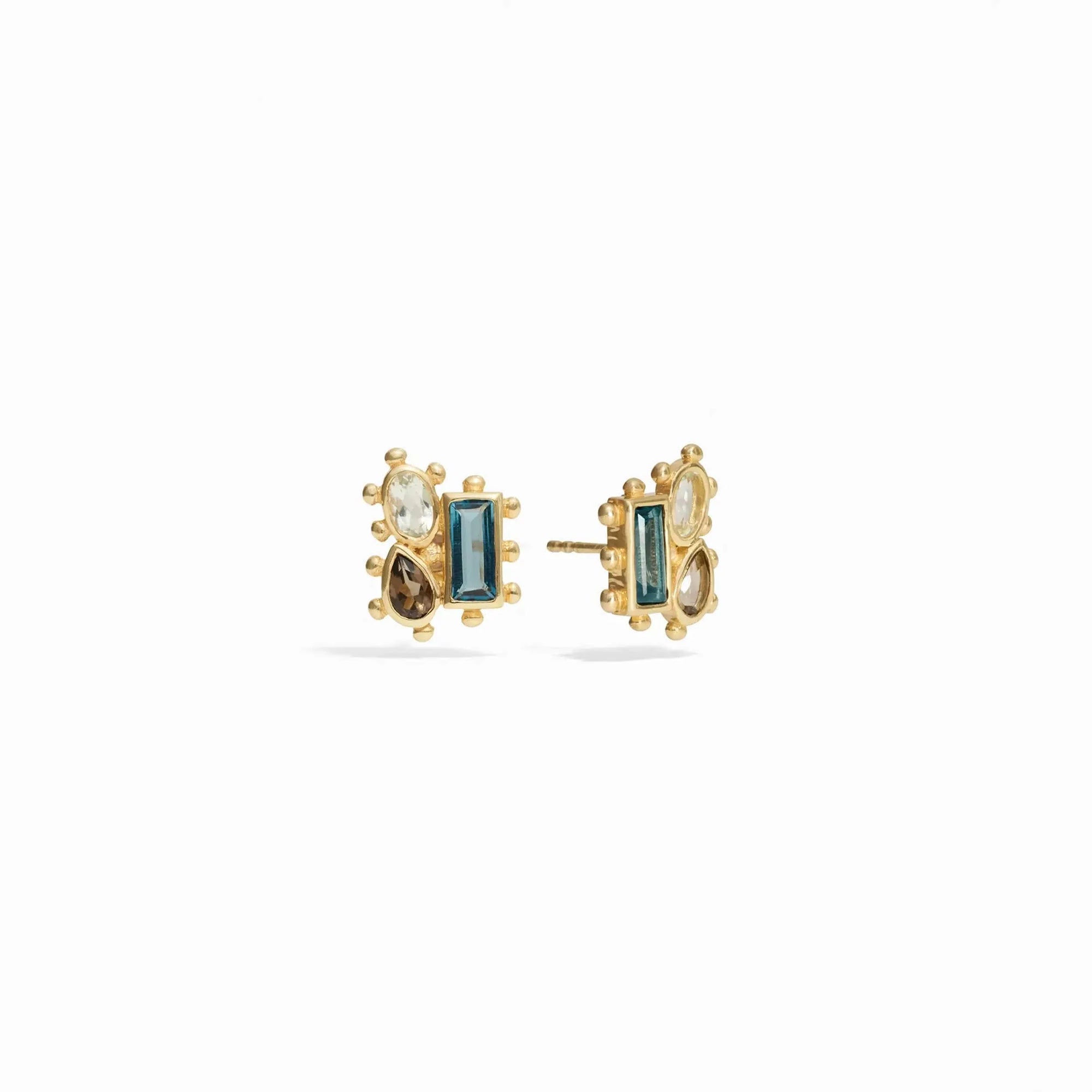 Awe Inspired - Mosaic Gemstone Studs - 14K Yellow Gold Vermeil