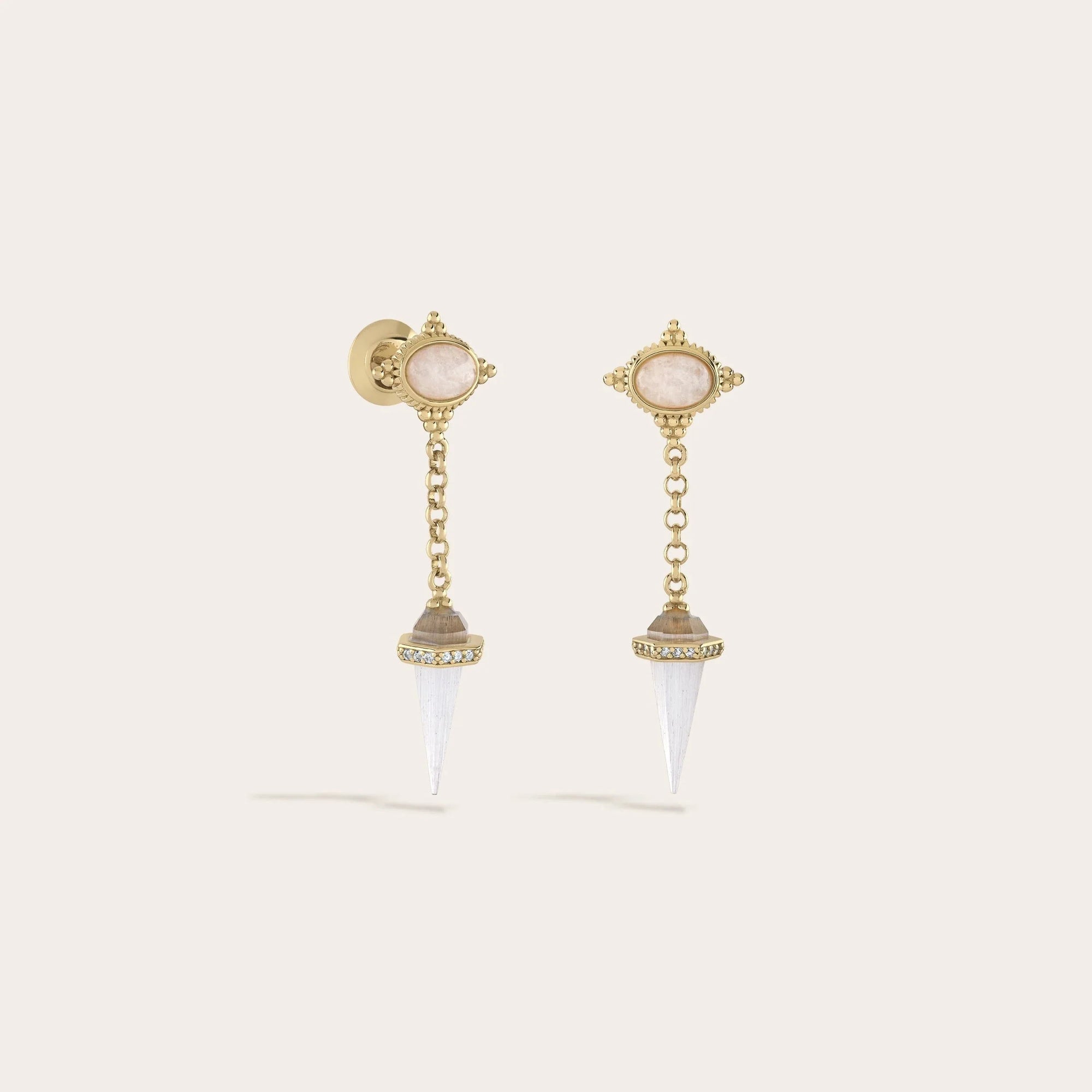 Awe Inspired - Oracle Pendulum Drop Earrings - 14K Yellow Gold Vermeil