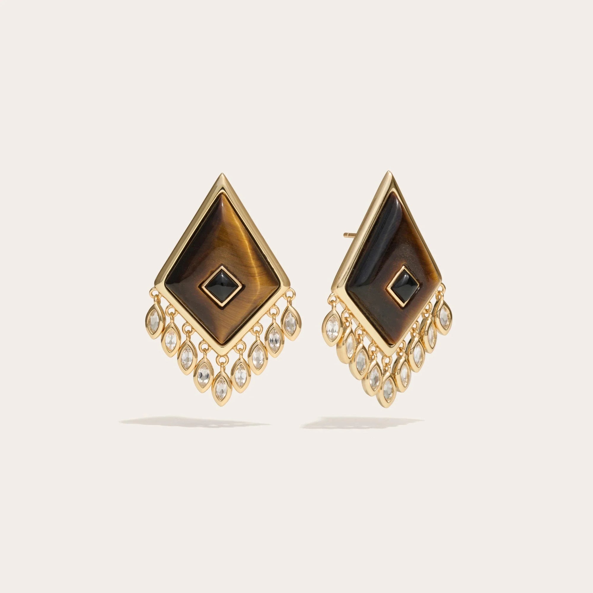 Awe Inspired - Tiger's Eye Boho Kite Earrings -