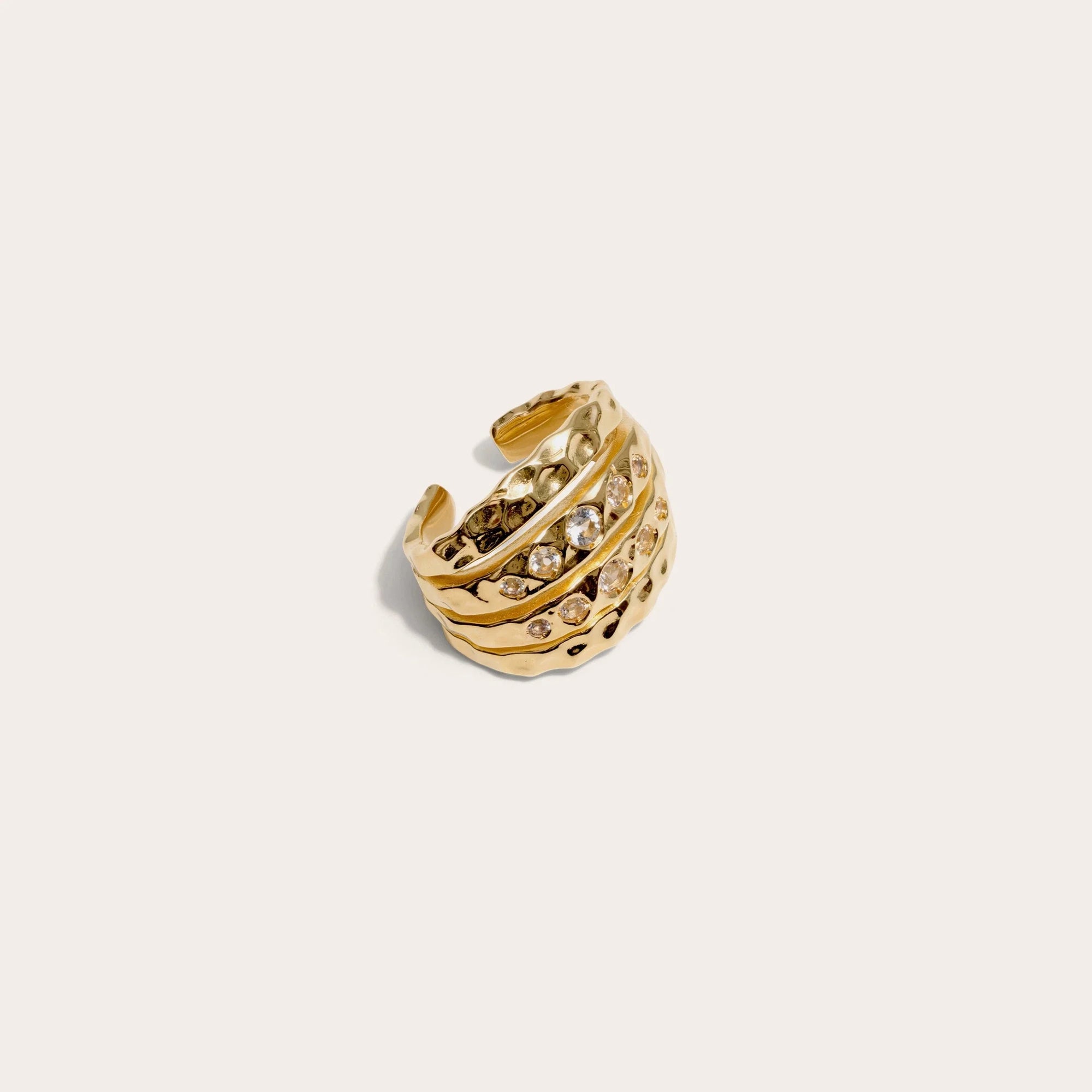 Awe Inspired - White Topaz Coral Ear Cuff - 14K Yellow Gold Vermeil