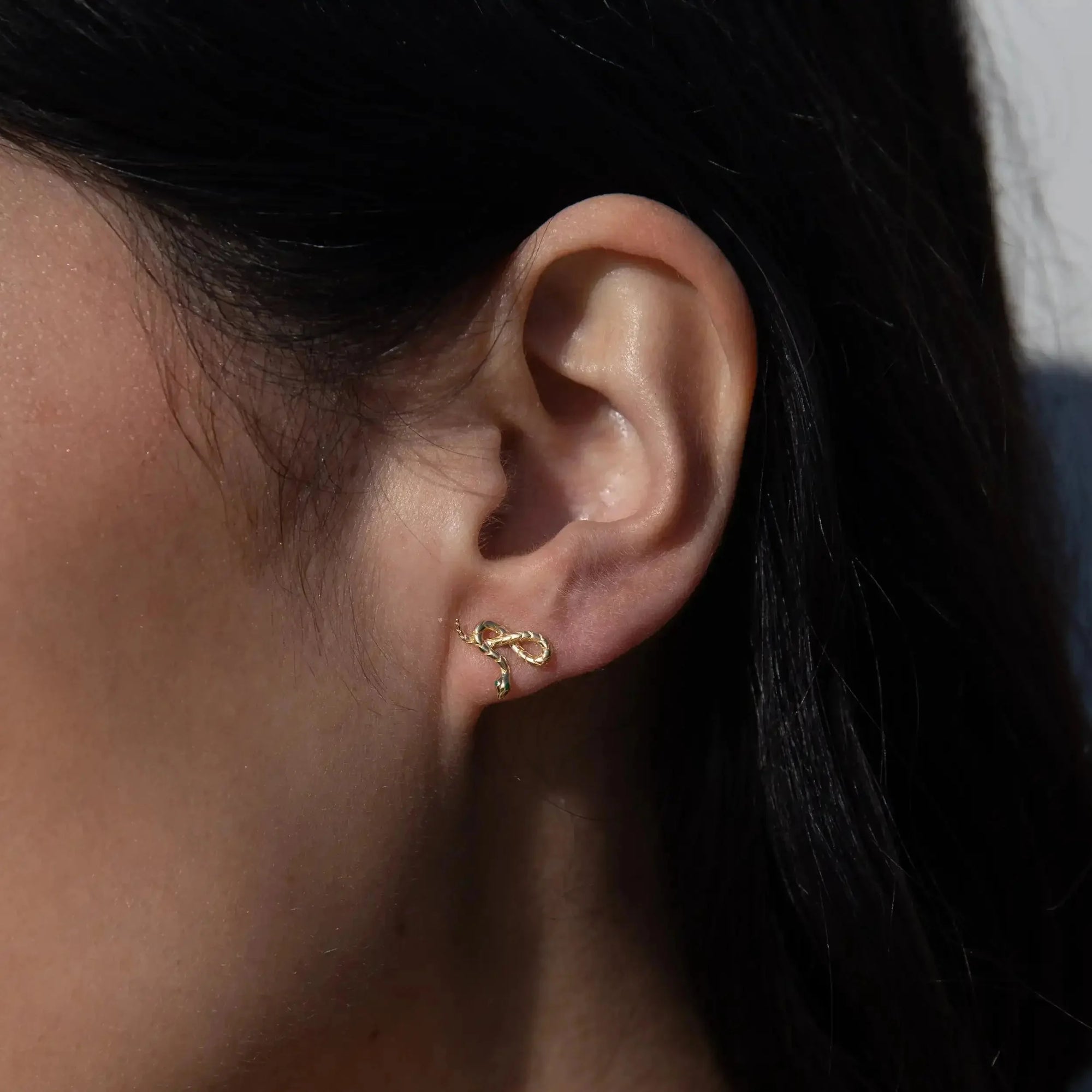 Awe Inspired - Emerald Eye Snake Studs -