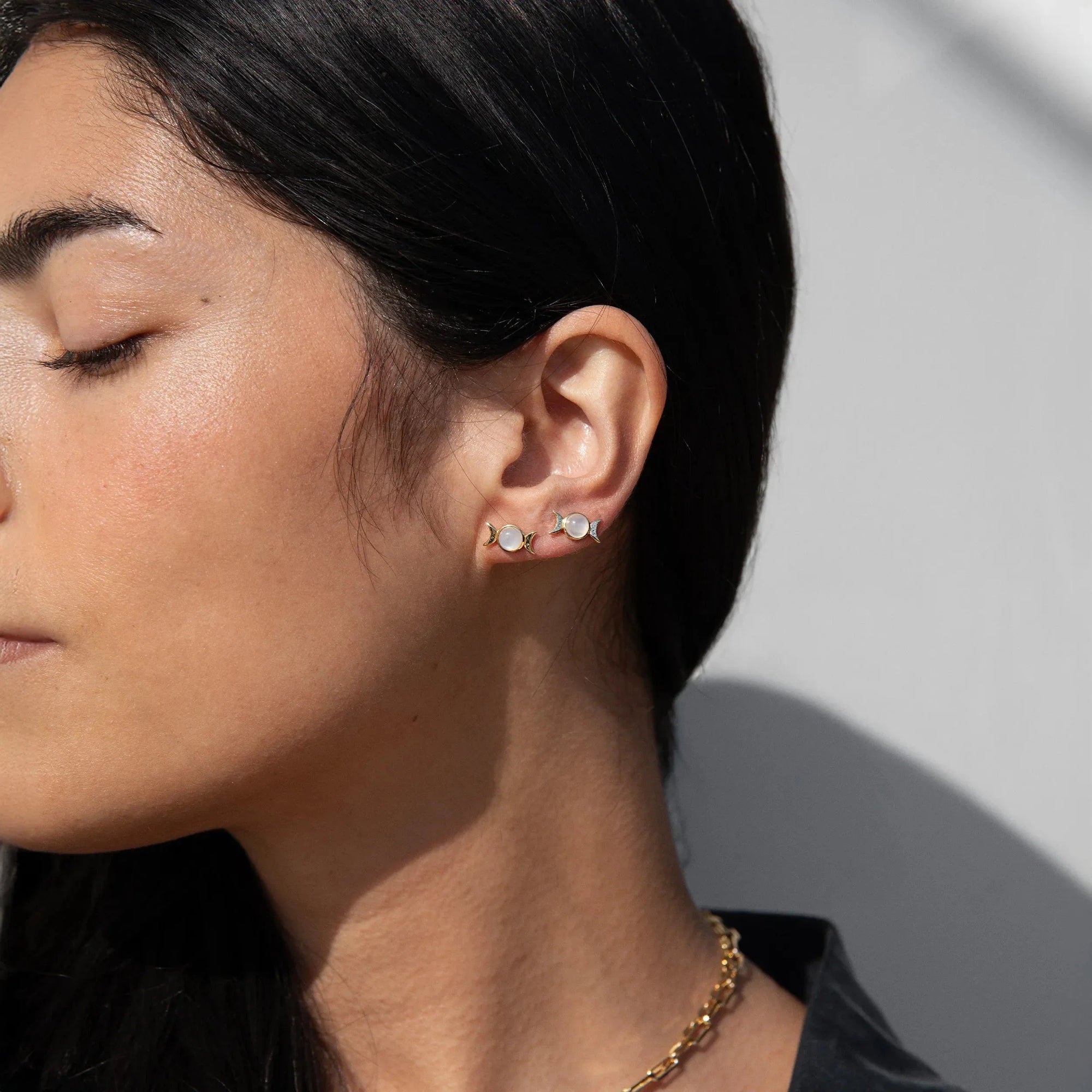 Awe Inspired - Mini Triple Moon Stud Earring -