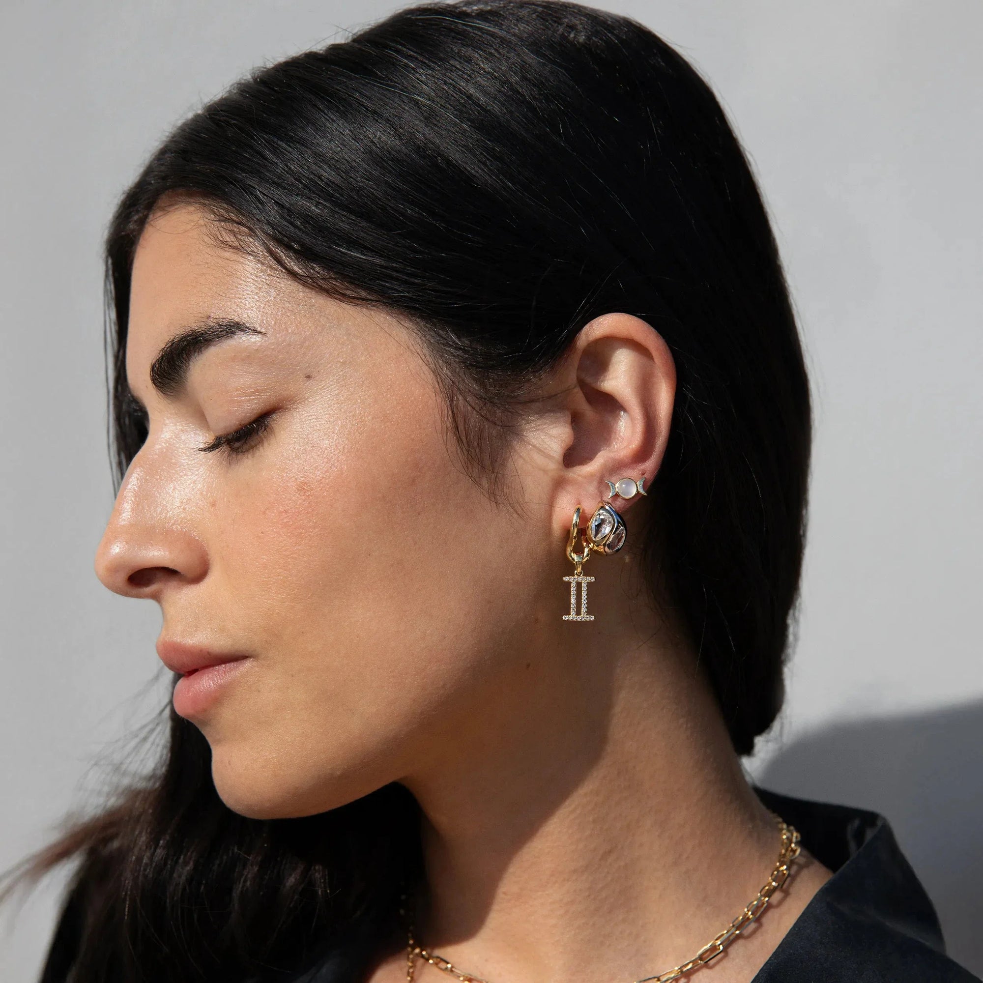 Awe Inspired - Mini Triple Moon Stud Earring -