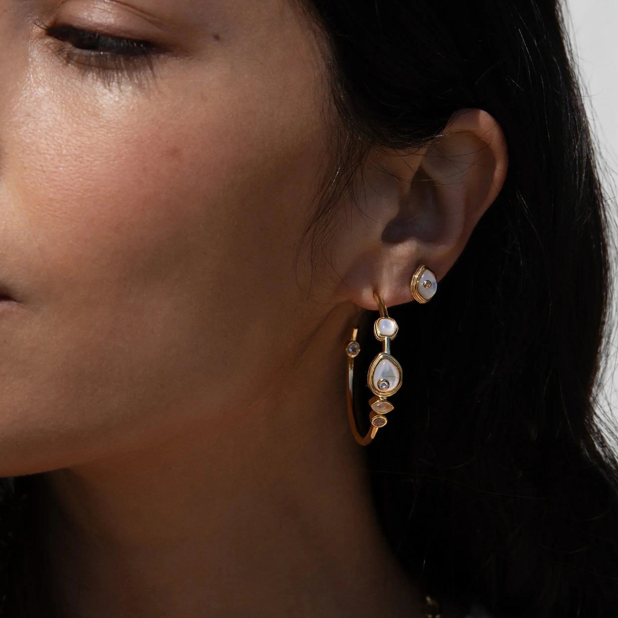 Awe Inspired - Organic Pearl Gemstone Hoops -