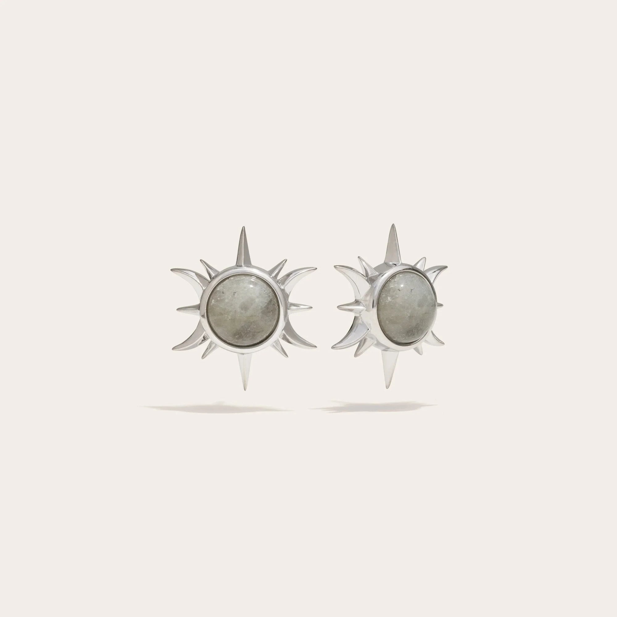 Awe Inspired - Labradorite Triple Moon Studs - 925 Sterling Silver
