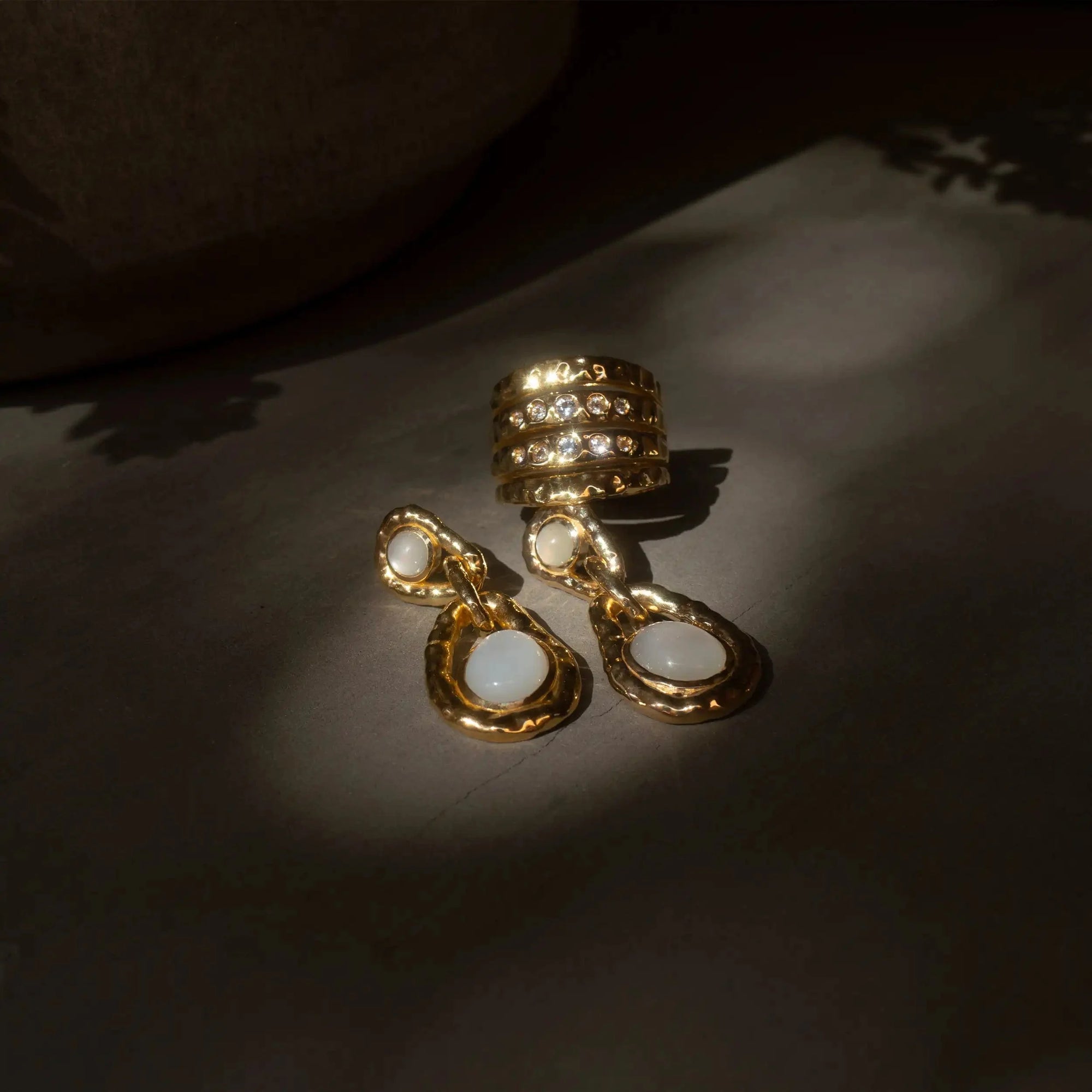 Awe Inspired - White Topaz Coral Ear Cuff -