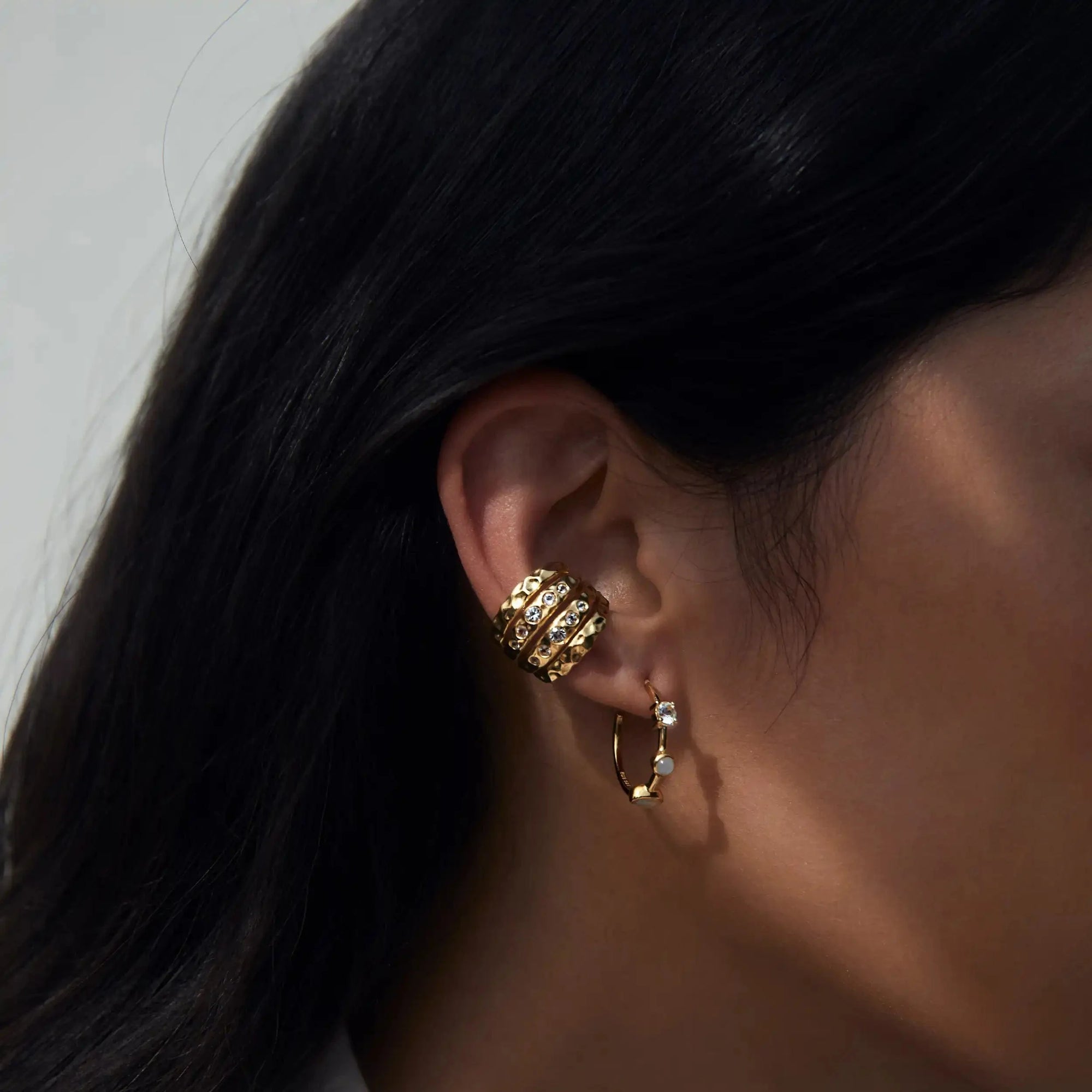 Awe Inspired - White Topaz Coral Ear Cuff -