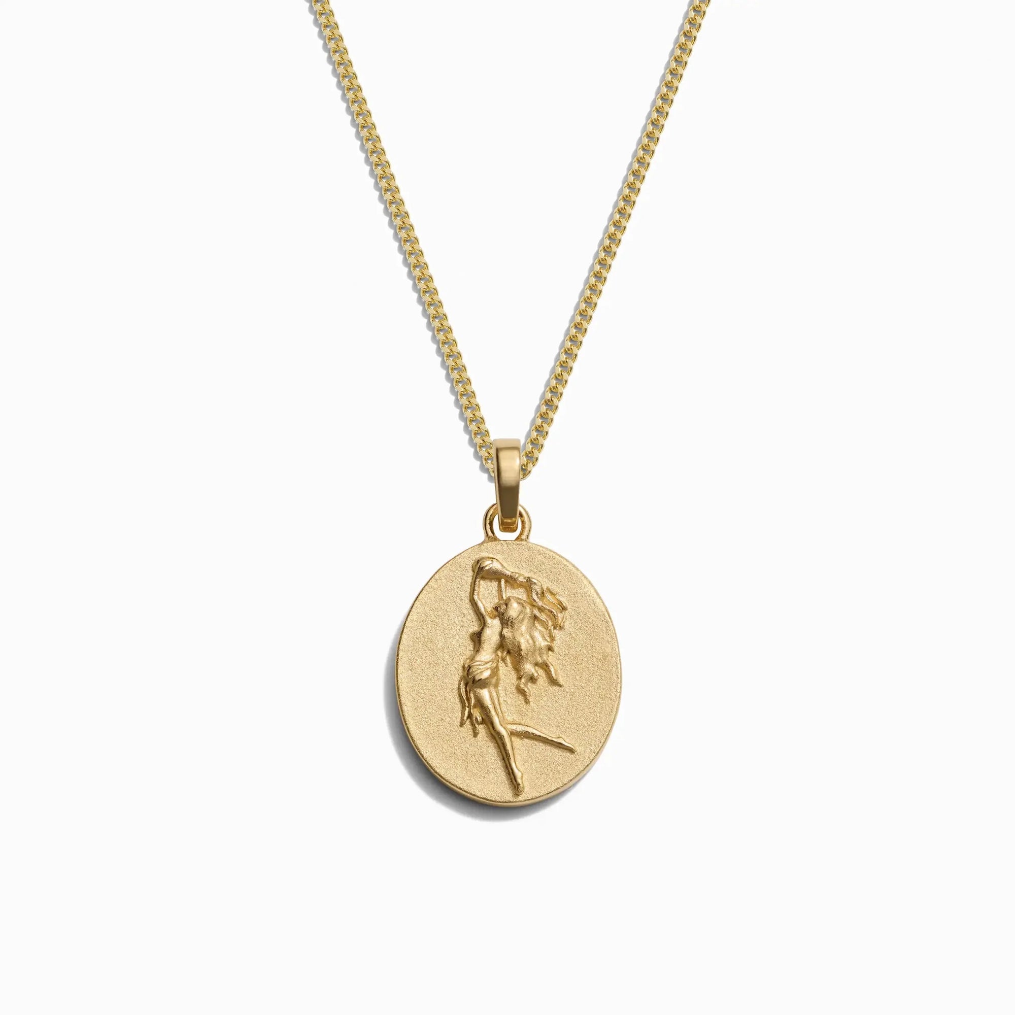 Awe Inspired - Men's Zodiac Necklace - 14K Yellow Gold Vermeil Aquarius 22" Cuban Chain