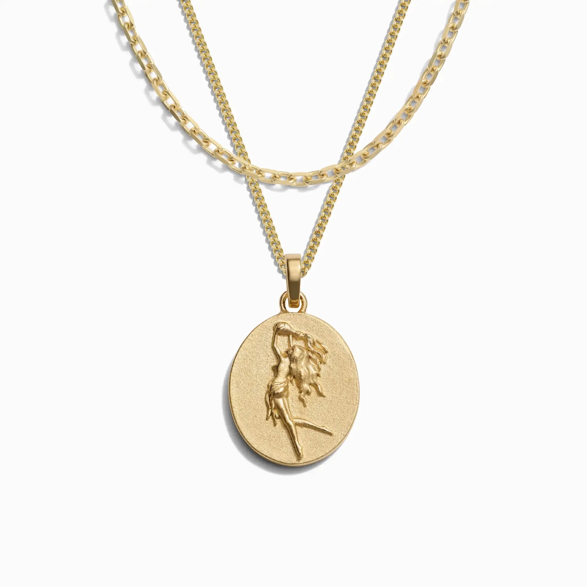 Awe Inspired - Men's Zodiac Goddess Amulet Set - 14K Yellow Gold Vermeil Aquarius