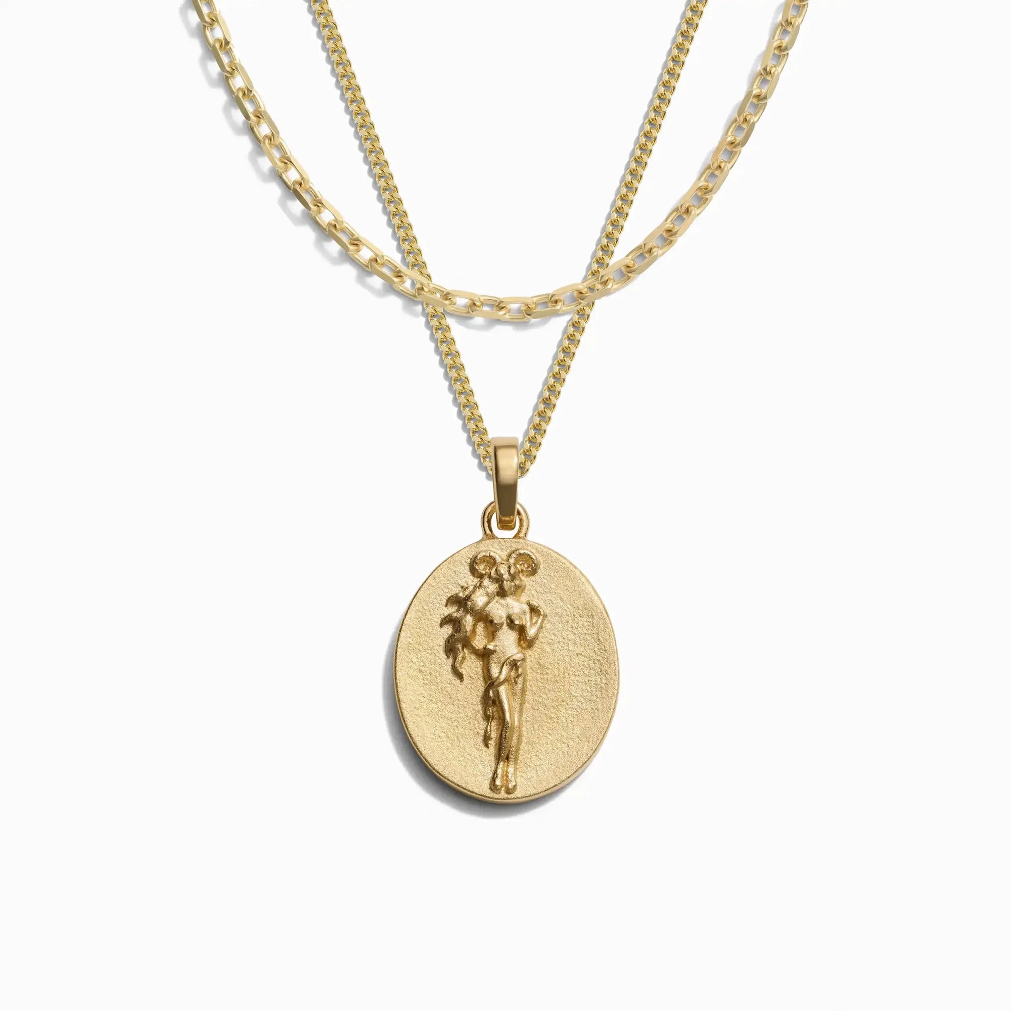 Awe Inspired - Men's Zodiac Goddess Amulet Set - 14K Yellow Gold Vermeil Aries