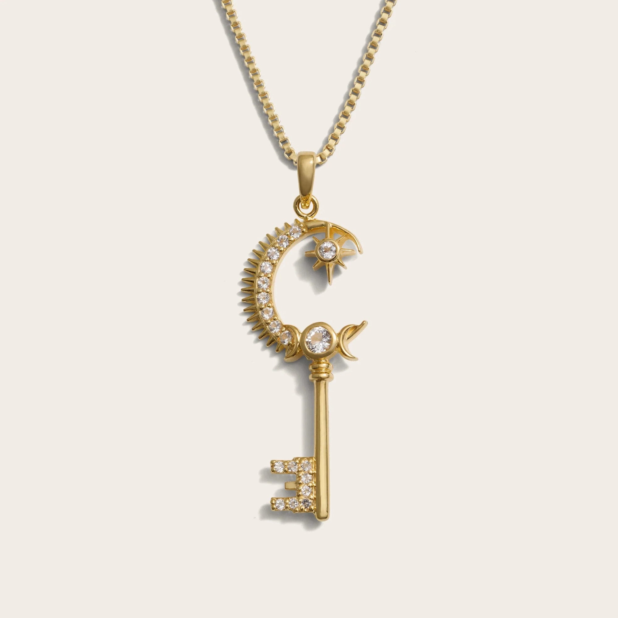 Awe Inspired - Gate of Heaven Key Necklace - 14K Yellow Gold Vermeil