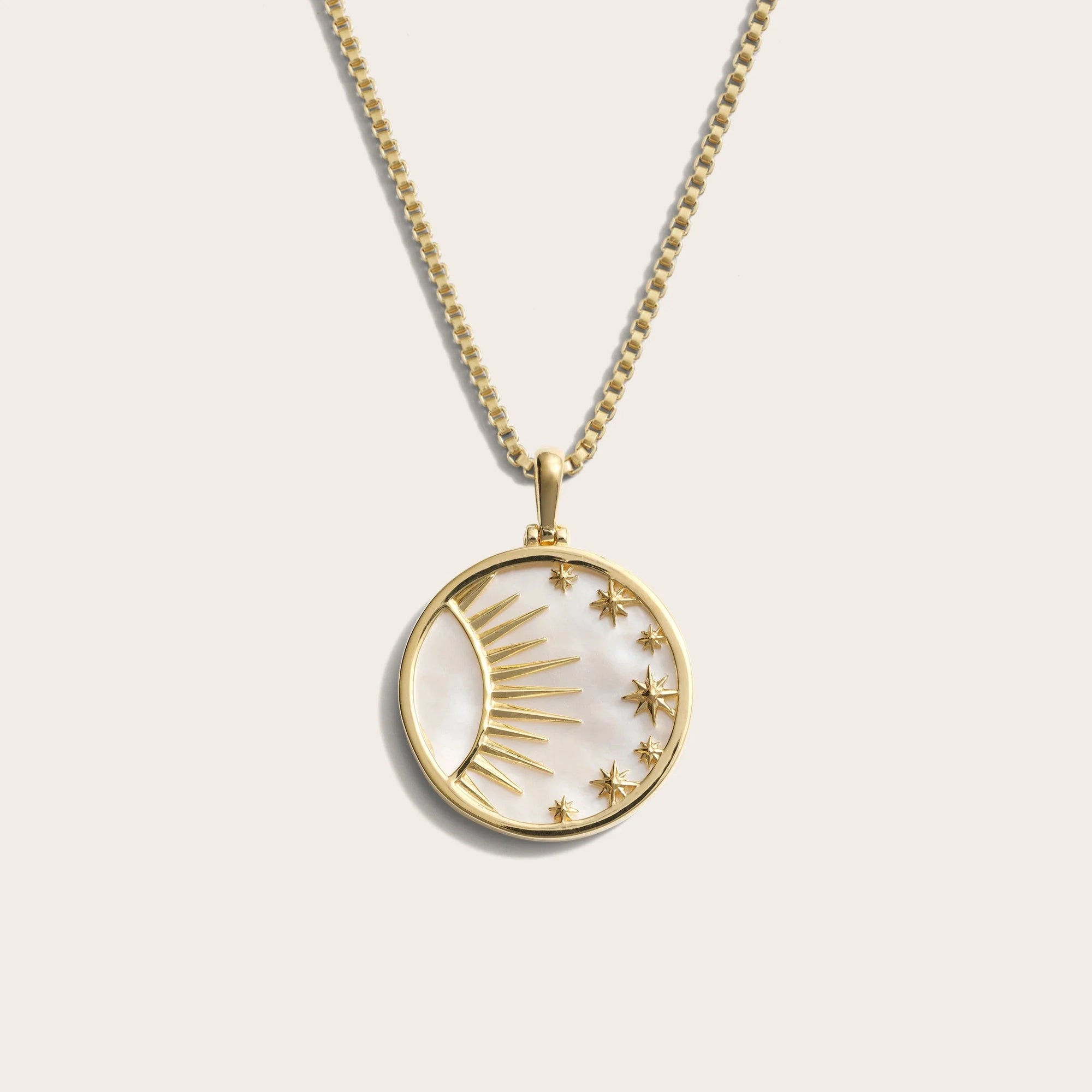 Awe Inspired - Celestial Mother of Pearl Necklace - 14K Yellow Gold Vermeil Large