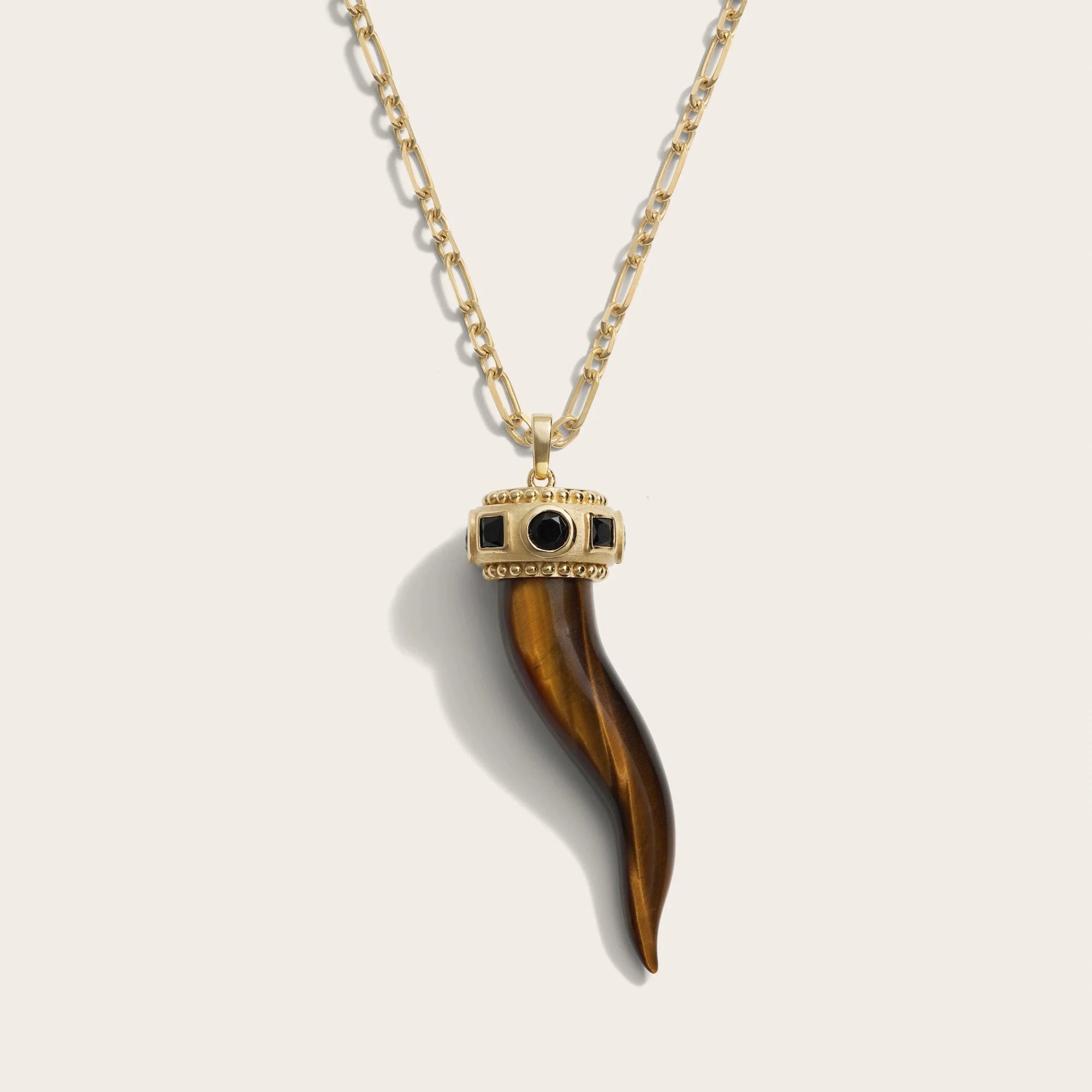 Awe Inspired - Tiger's Eye Horn Pendant -
