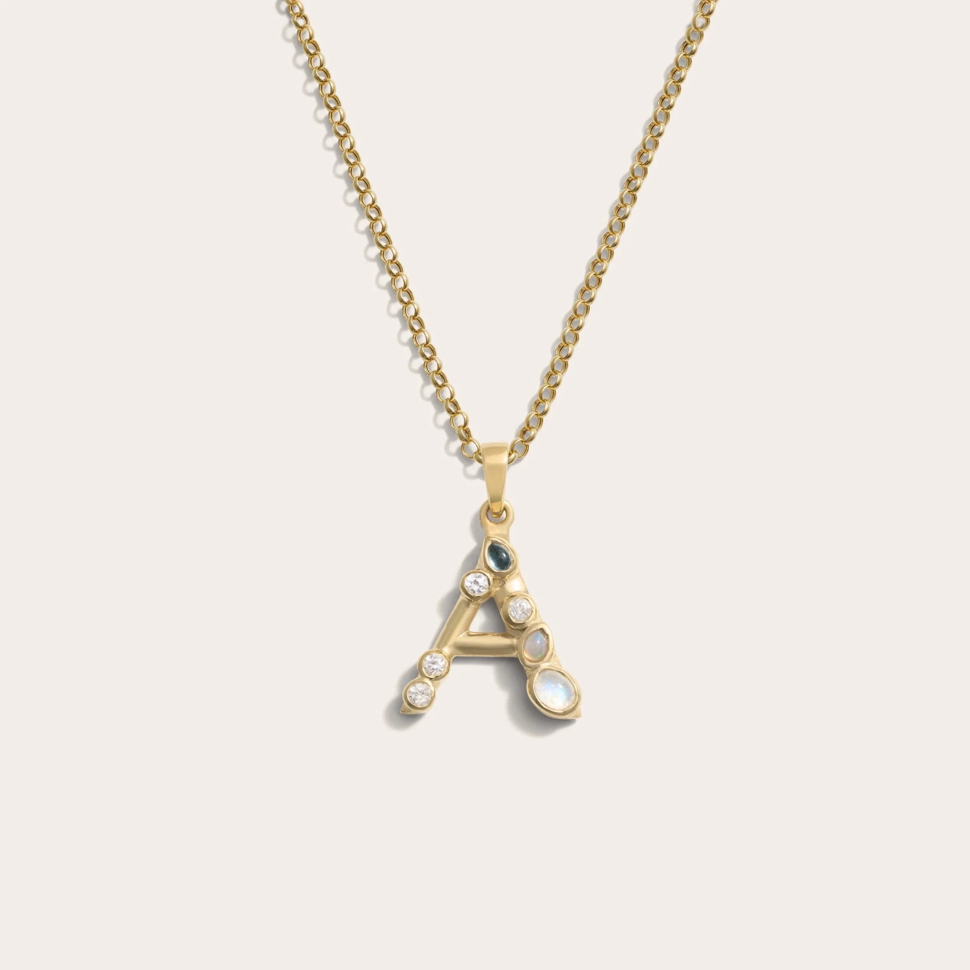 Awe Inspired - Gold Gemstone Initial Necklace - 14K Yellow Gold Vermeil A
