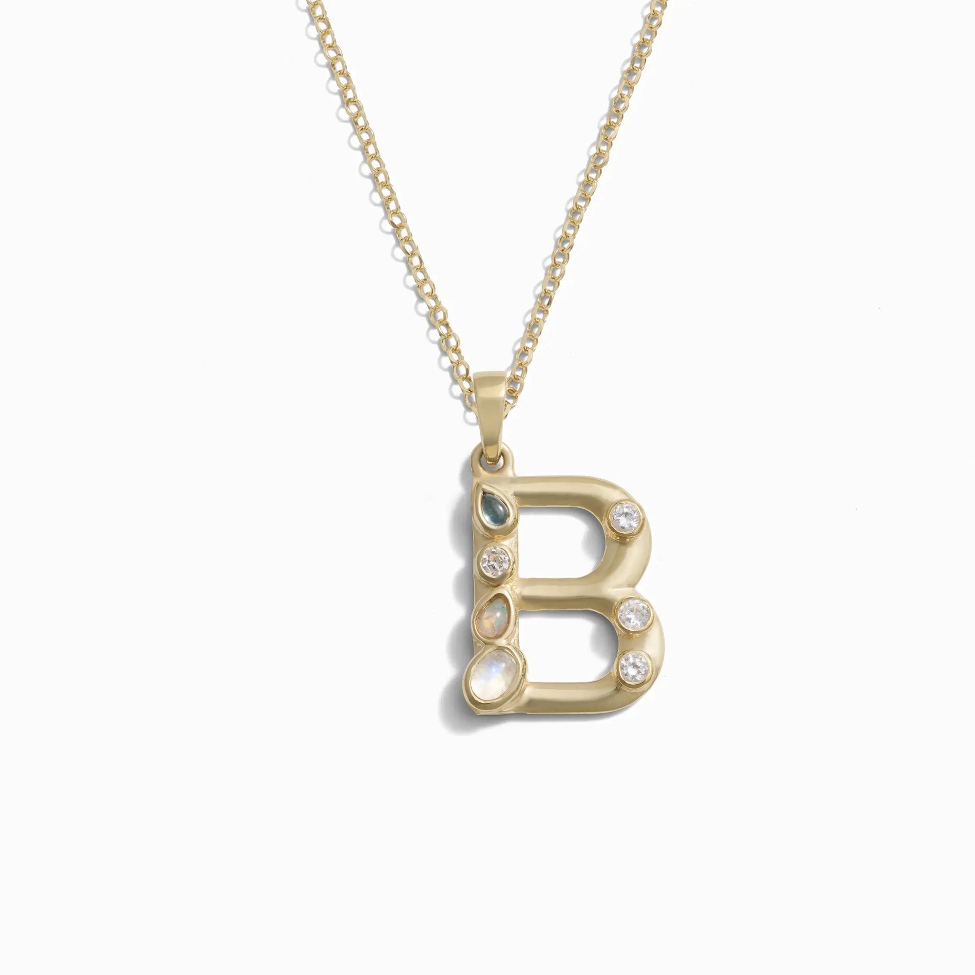 Awe Inspired - Gold Gemstone Initial Necklace - 14K Yellow Gold Vermeil B