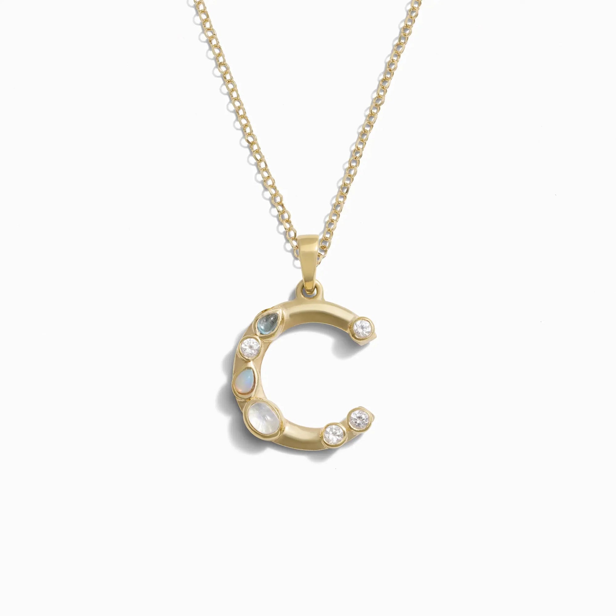 Awe Inspired - Gold Gemstone Initial Necklace - 14K Yellow Gold Vermeil C