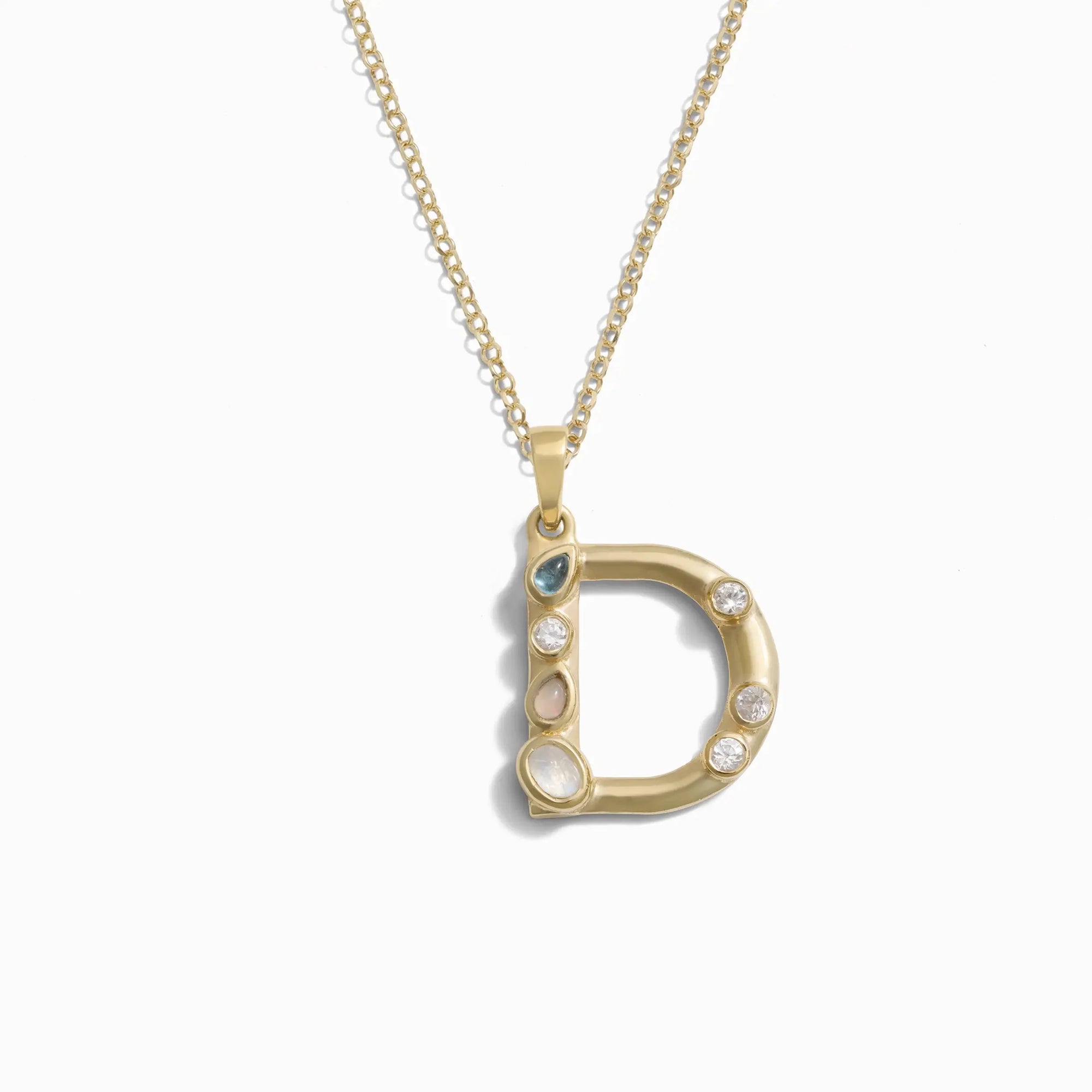 Awe Inspired - Gold Gemstone Initial Necklace - 14K Yellow Gold Vermeil D