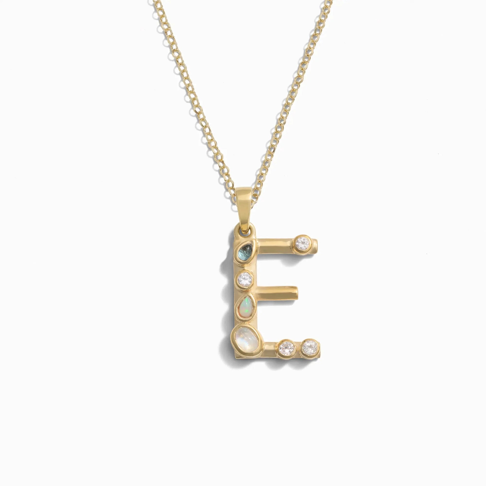 Awe Inspired - Gold Gemstone Initial Necklace - 14K Yellow Gold Vermeil E