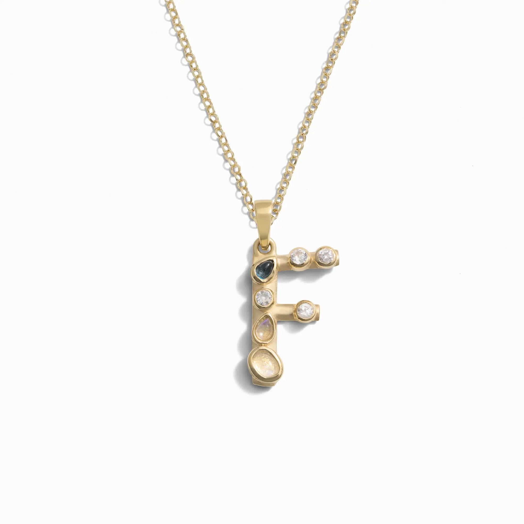 Awe Inspired - Gold Gemstone Initial Necklace - 14K Yellow Gold Vermeil F