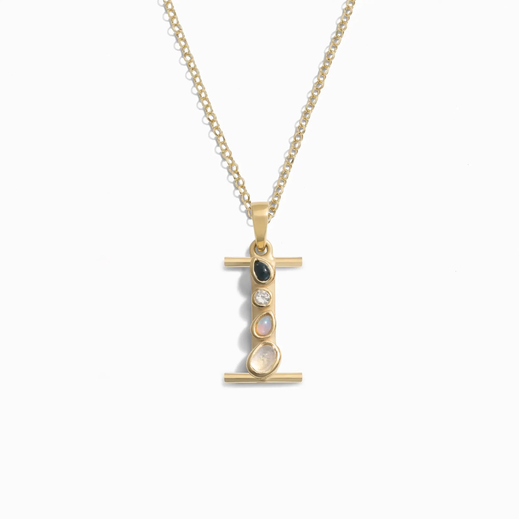 Awe Inspired - Gold Gemstone Initial Necklace - 14K Yellow Gold Vermeil I