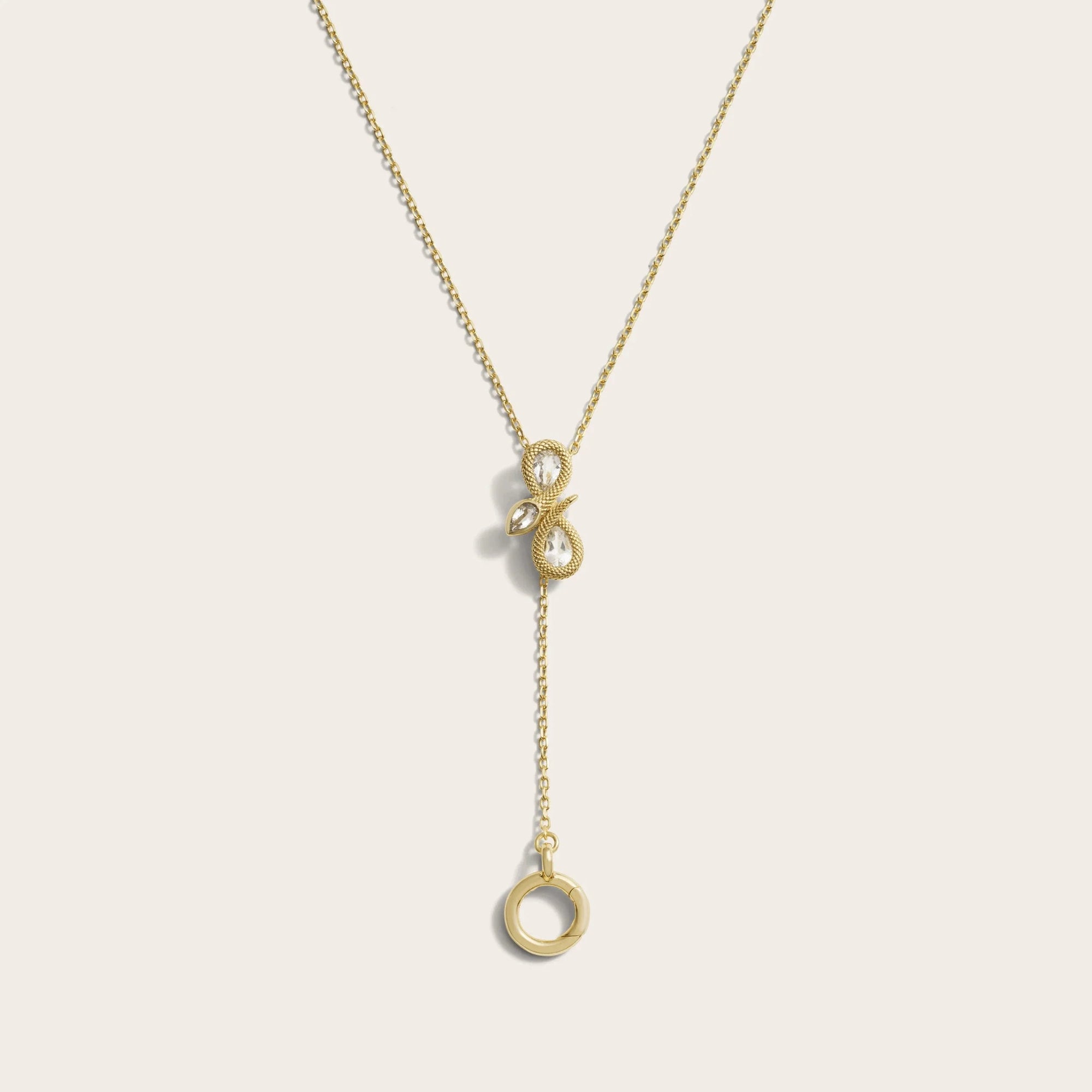 Awe Inspired - Infinity Snake Charm Lariat - 14K Yellow Gold Vermeil