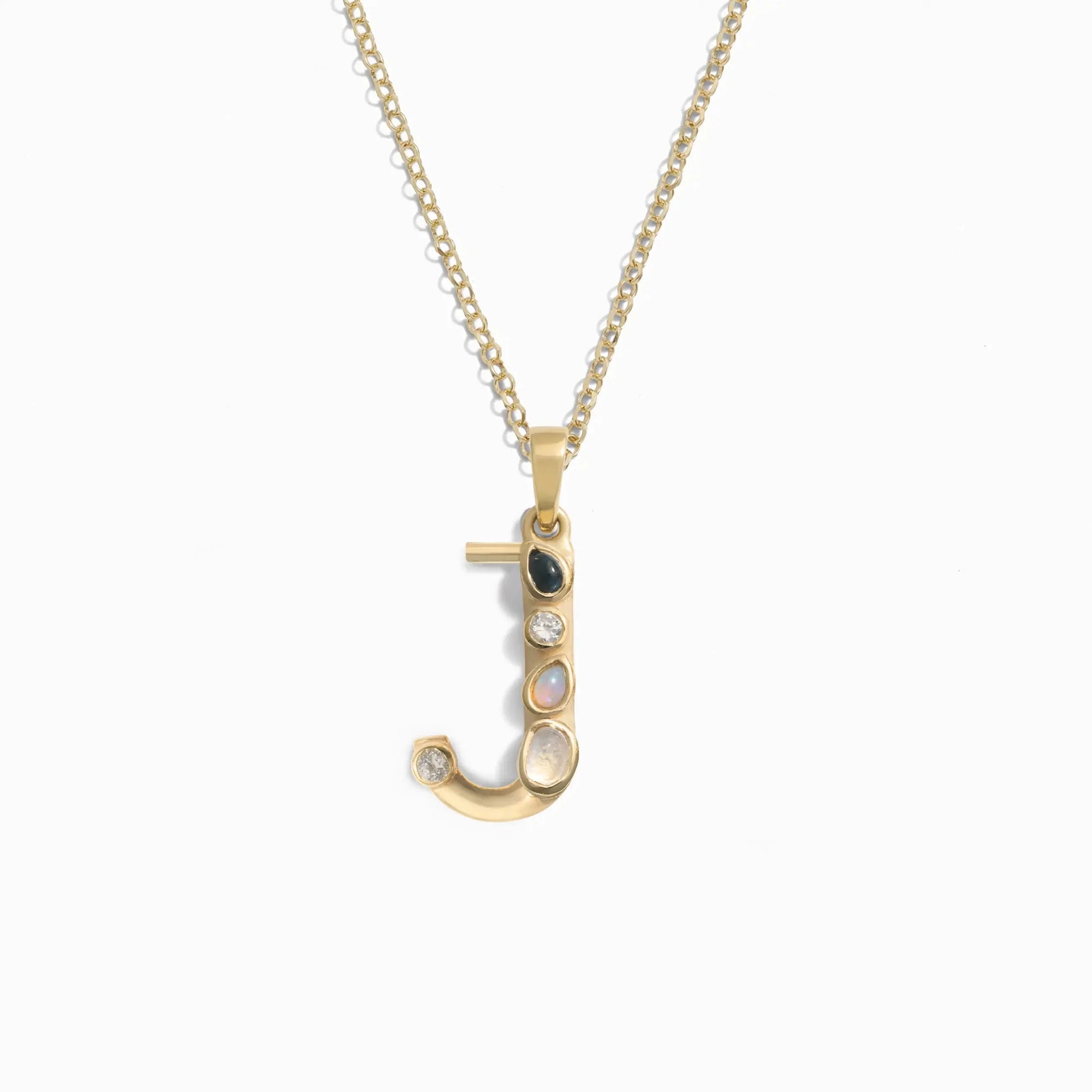 Awe Inspired - Gold Gemstone Initial Necklace - 14K Yellow Gold Vermeil J
