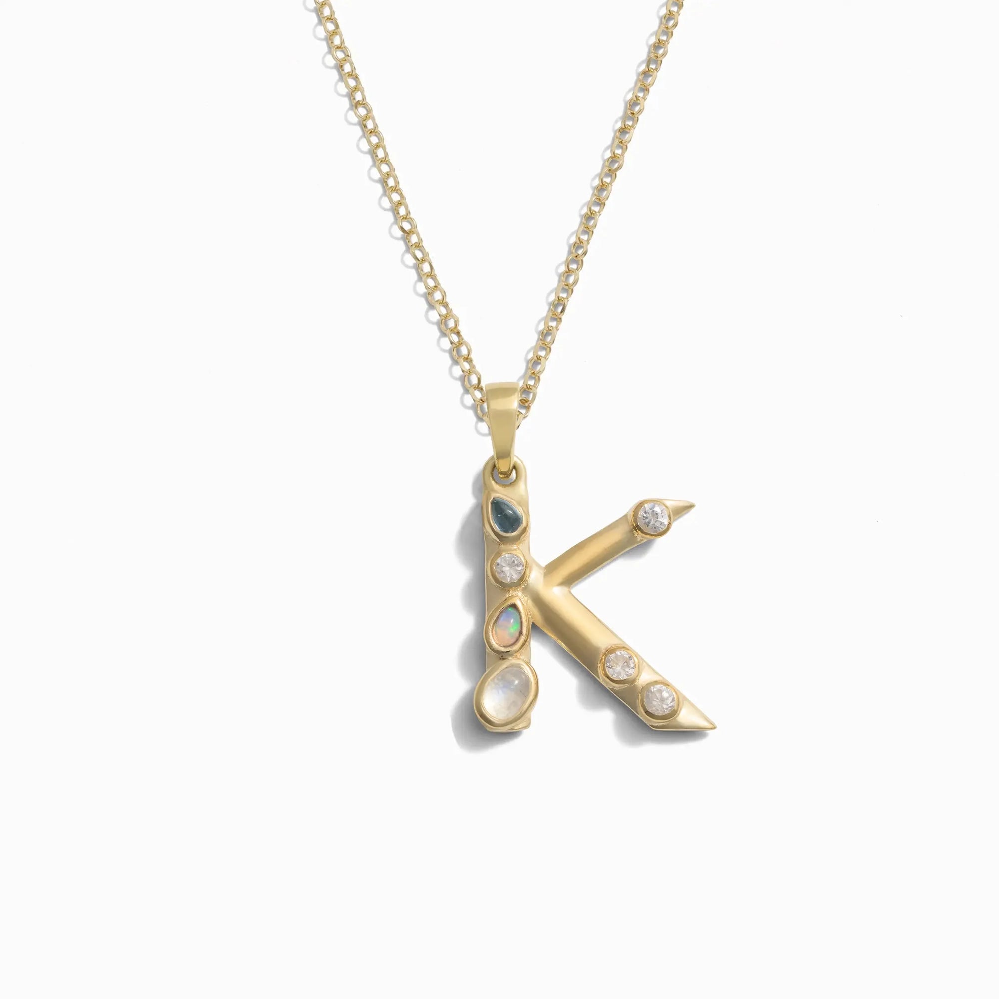 Awe Inspired - Gold Gemstone Initial Necklace - 14K Yellow Gold Vermeil K