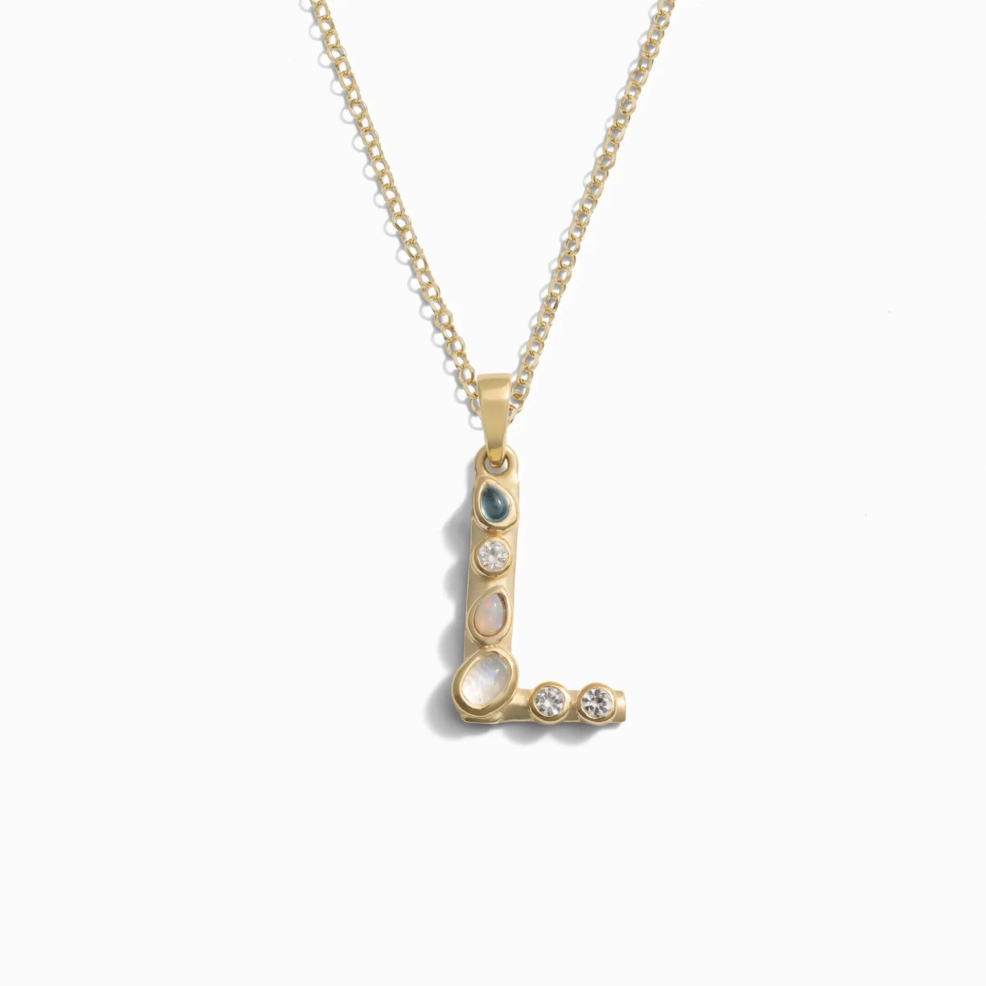 Awe Inspired - Gold Gemstone Initial Necklace - 14K Yellow Gold Vermeil L