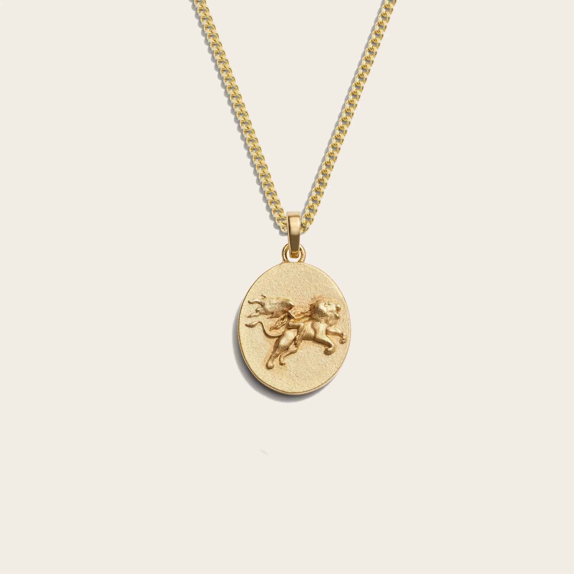 Awe Inspired - Men's Zodiac Necklace - 14K Yellow Gold Vermeil Leo 22" Cuban Chain