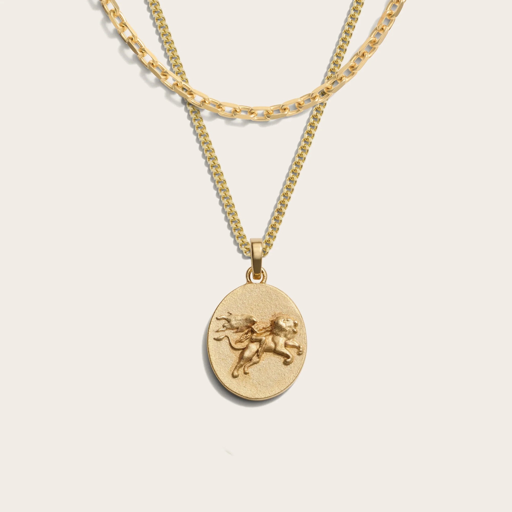 Awe Inspired - Men's Zodiac Goddess Amulet Set - 14K Yellow Gold Vermeil Leo
