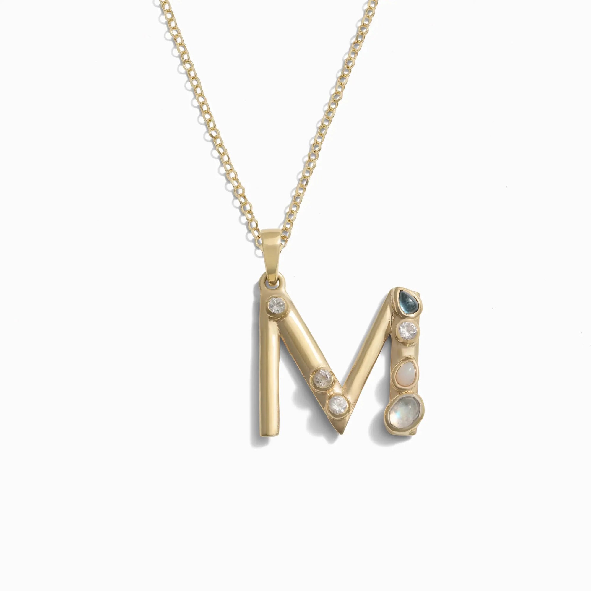 Awe Inspired - Gold Gemstone Initial Necklace - 14K Yellow Gold Vermeil M