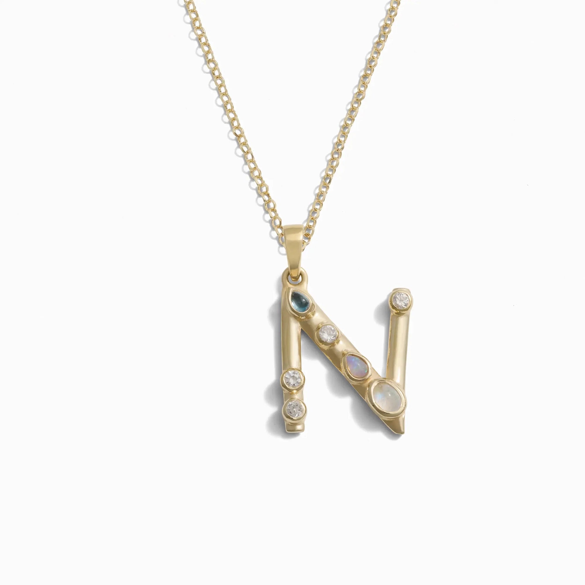 Awe Inspired - Gold Gemstone Initial Necklace - 14K Yellow Gold Vermeil N