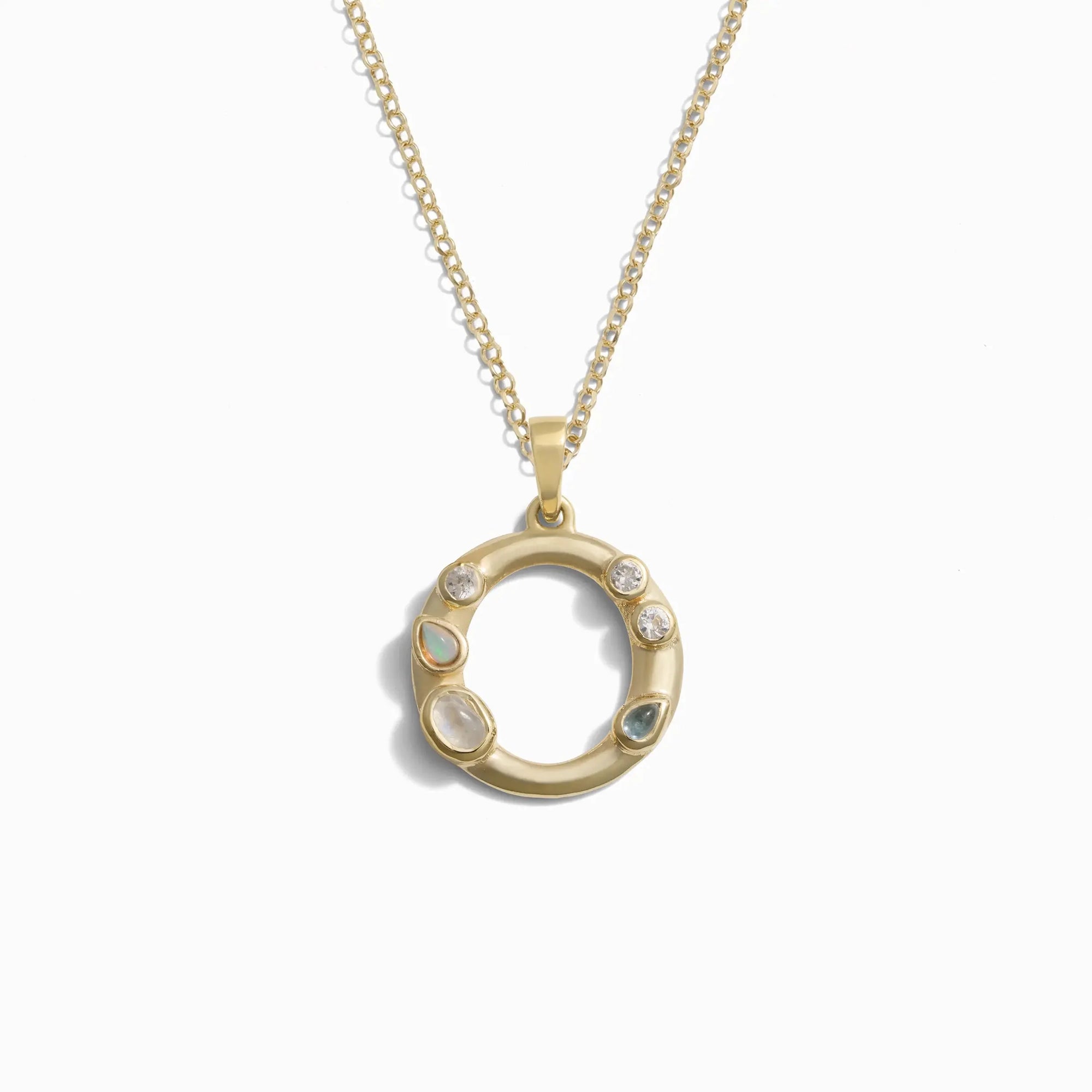 Awe Inspired - Gold Gemstone Initial Necklace - 14K Yellow Gold Vermeil O